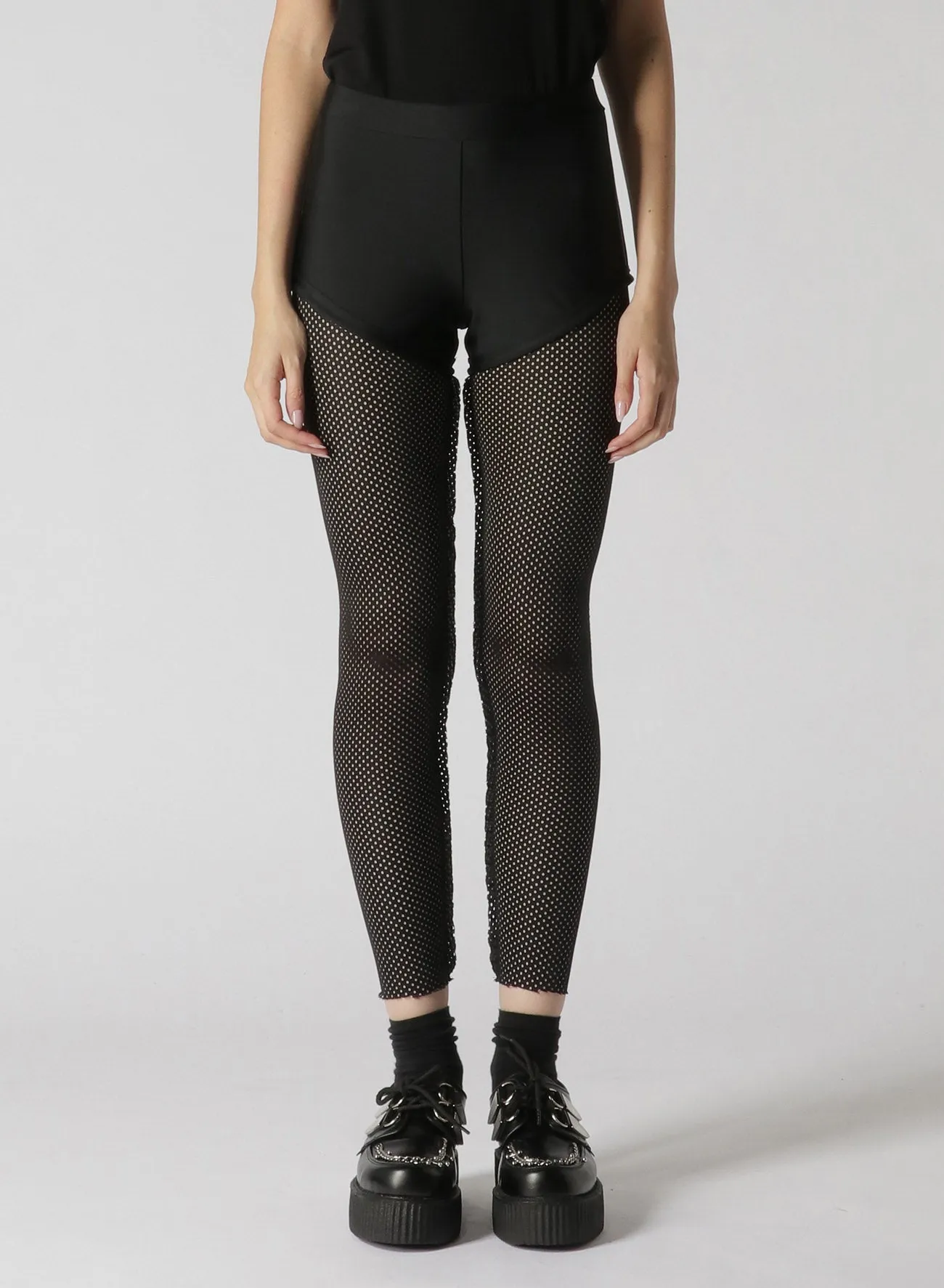 NYLON POLYURETHANE TRICOT MESH PANEL LEGGINGS