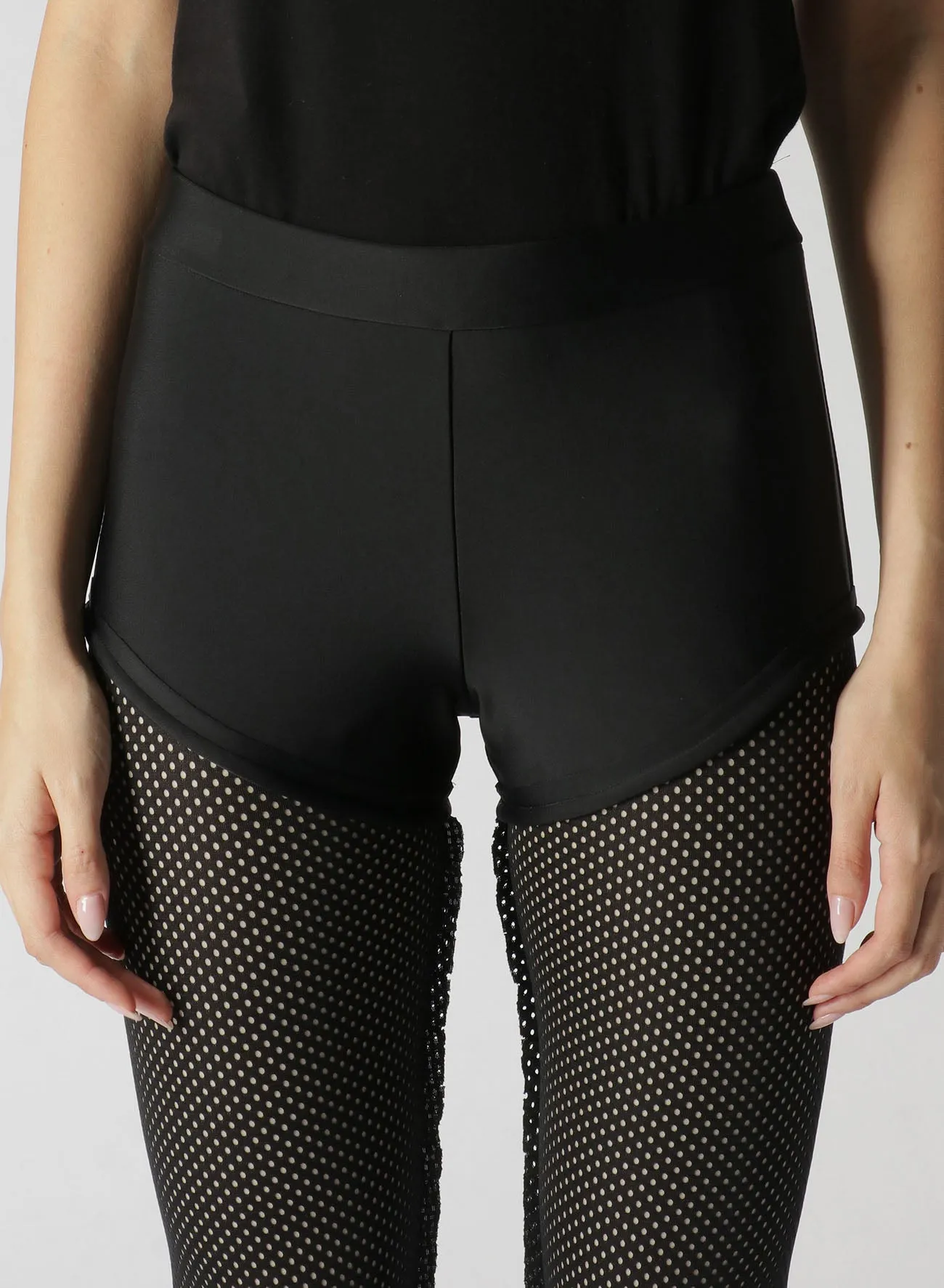 NYLON POLYURETHANE TRICOT MESH PANEL LEGGINGS