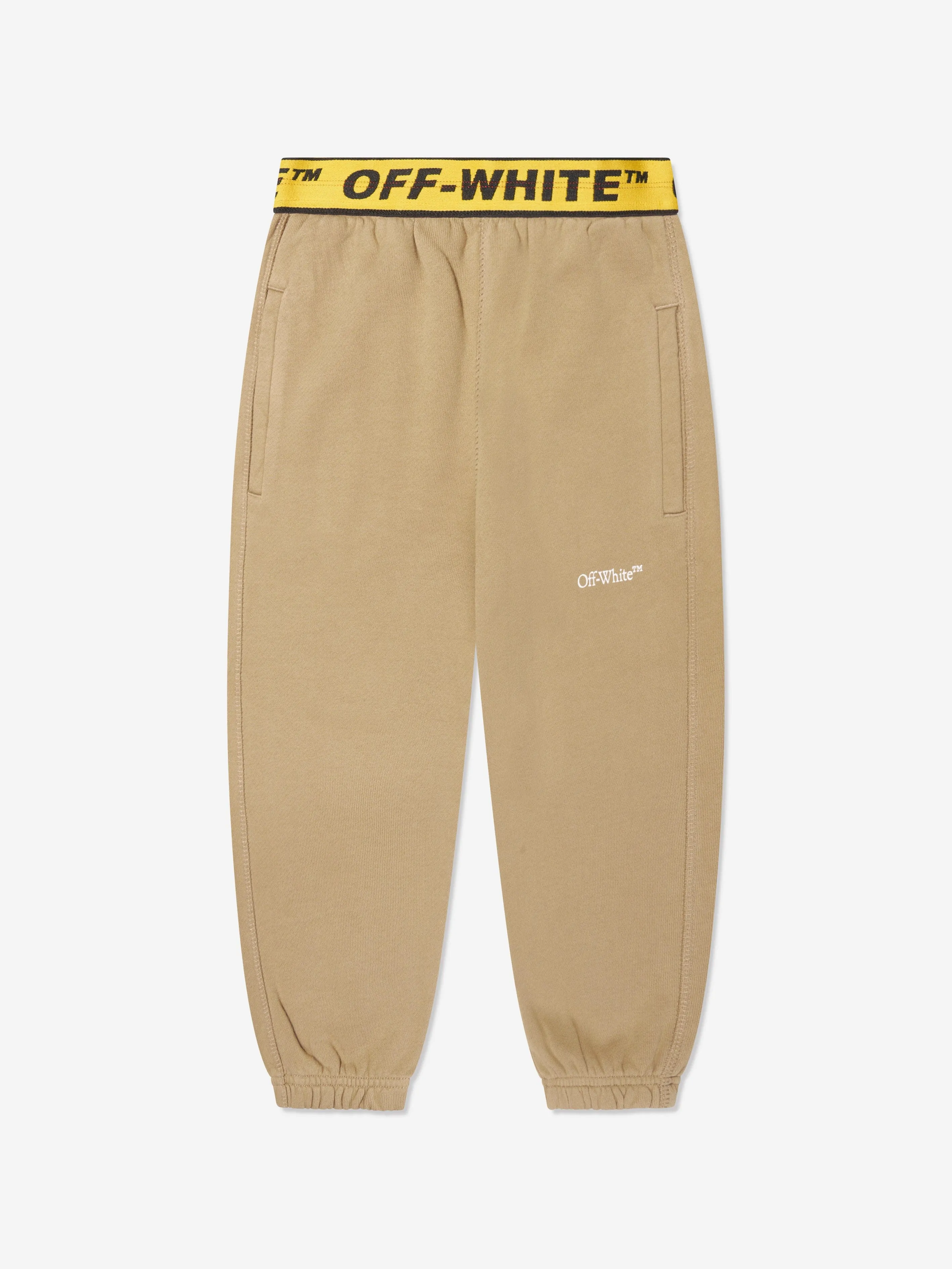 Off-White Boys Industrial Logo Band Joggers in Beige