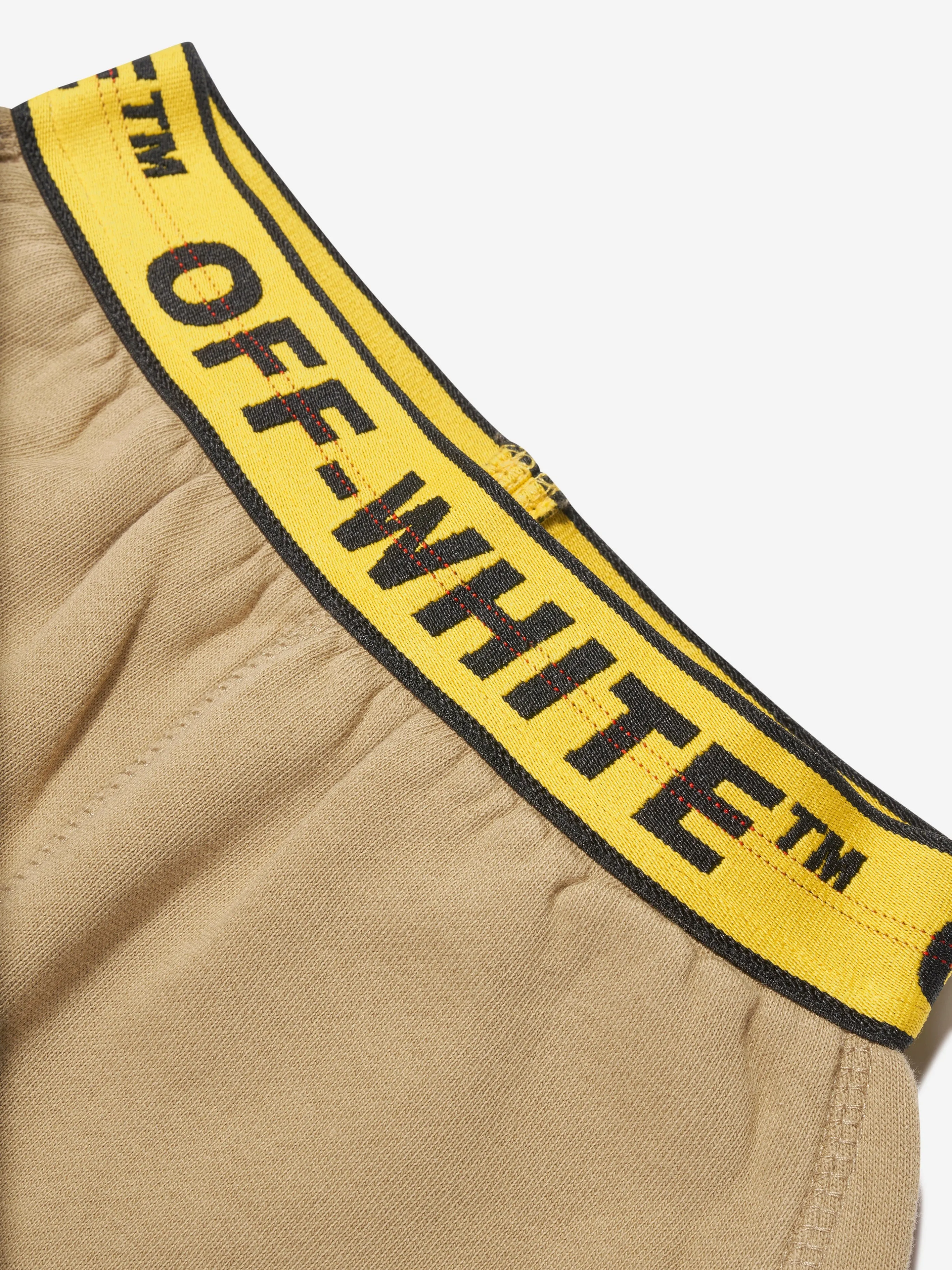 Off-White Boys Industrial Logo Band Joggers in Beige