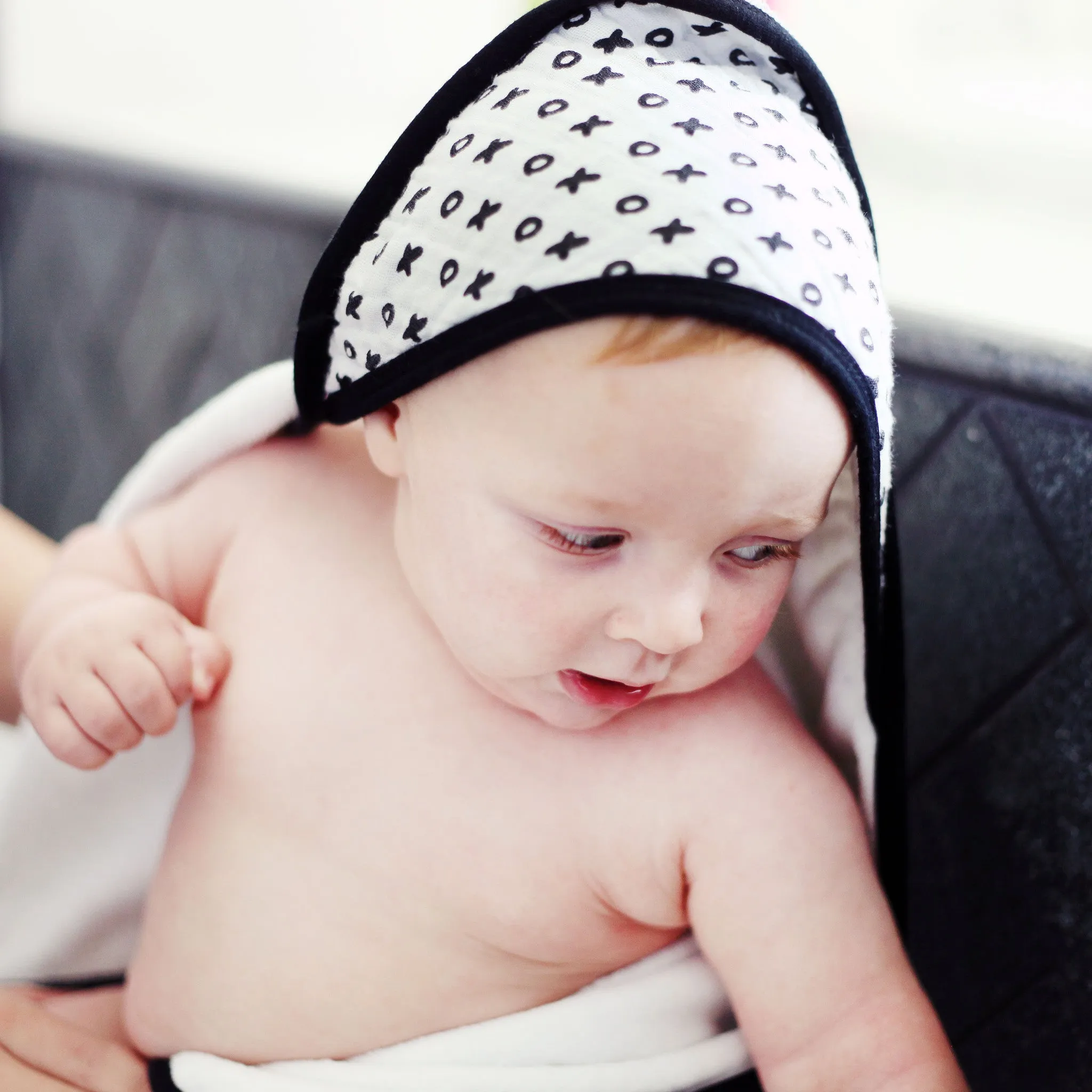 Organic Cotton Muslin + Terry Hooded Towel -  XO