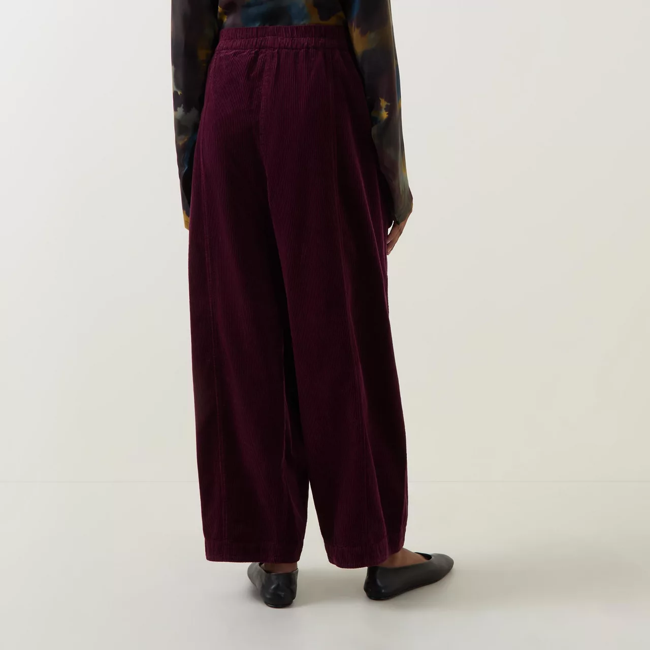 OSKA Mid-Rise Corduroy Straight Leg Trousers - Wine