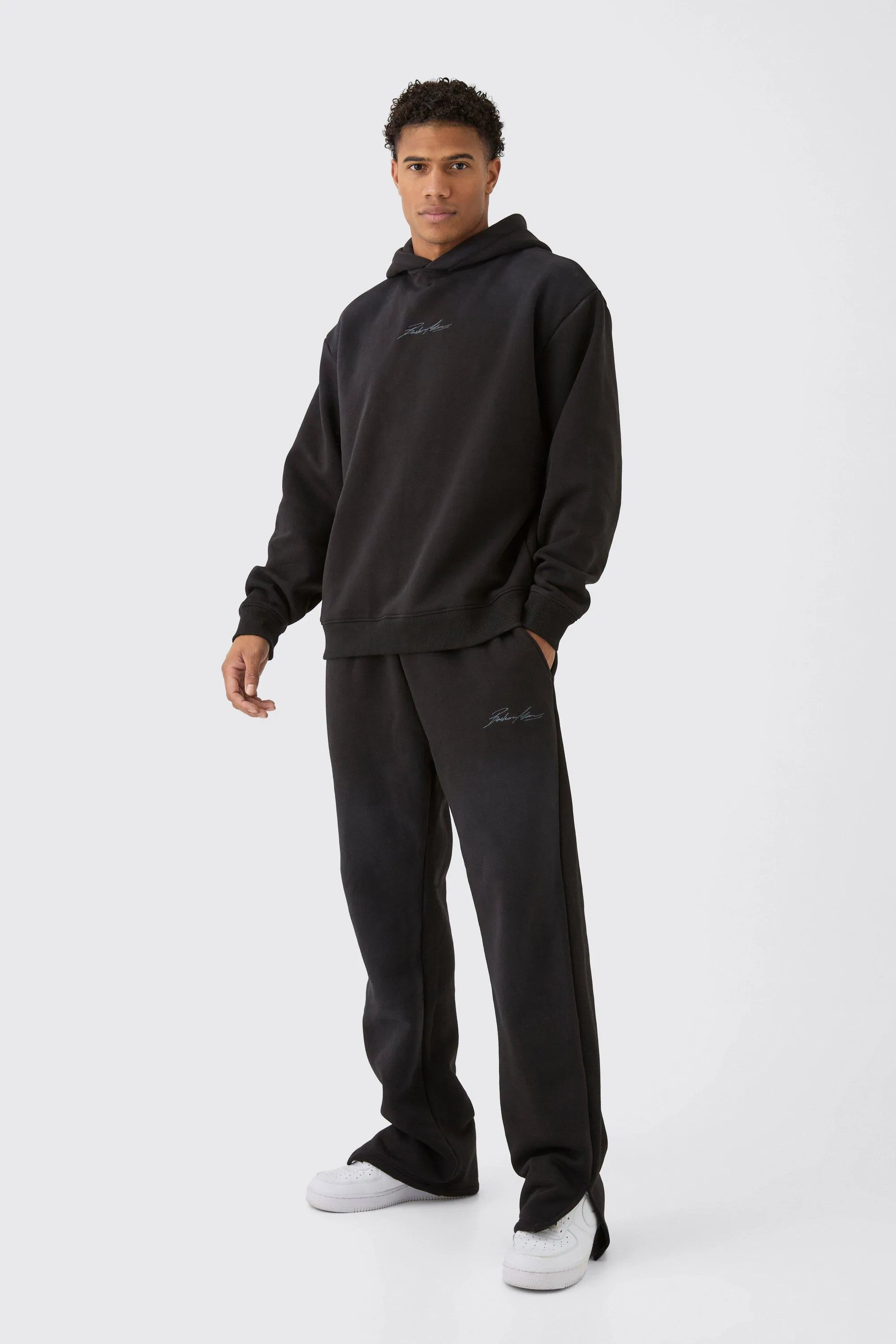 Oversized Man Spray Wash Hooded Tracksuit