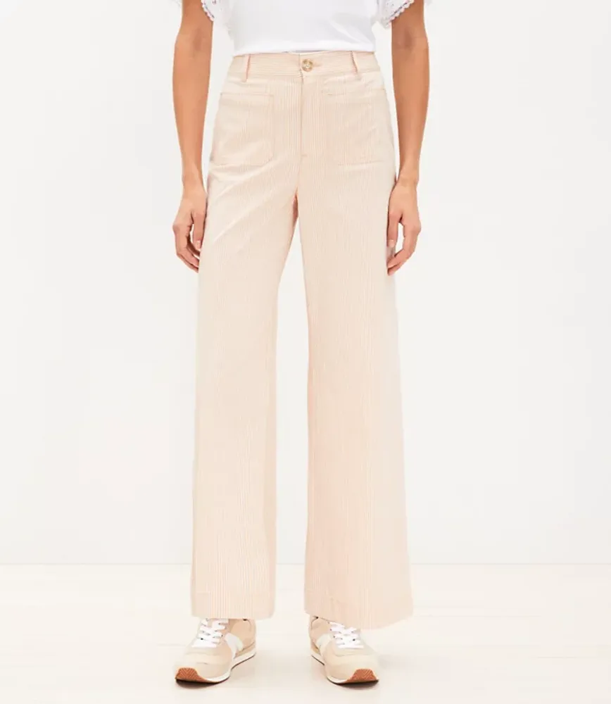 Palmer Wide Leg Pants Striped Seersucker