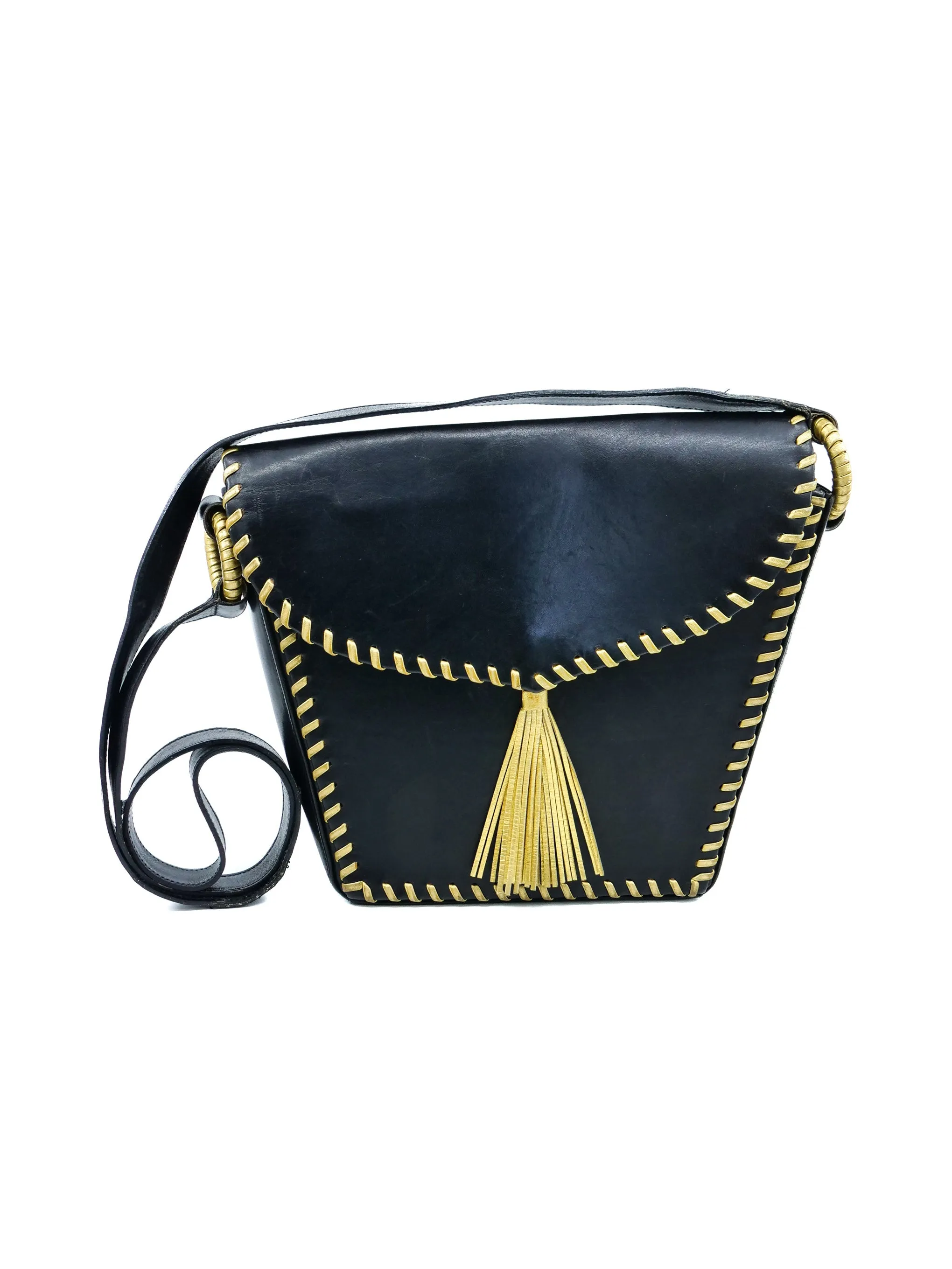 Paloma Picasso Metallic Whipstitch Leather Bag