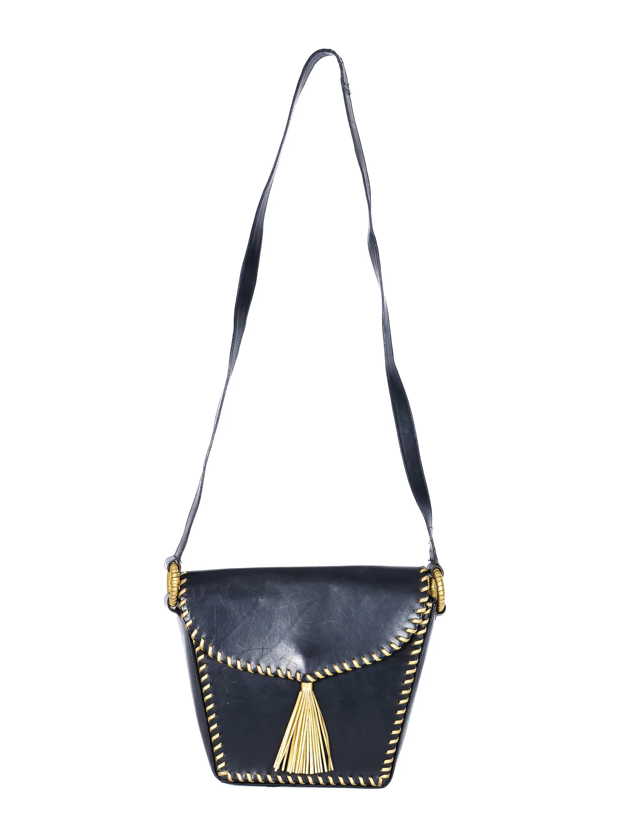 Paloma Picasso Metallic Whipstitch Leather Bag