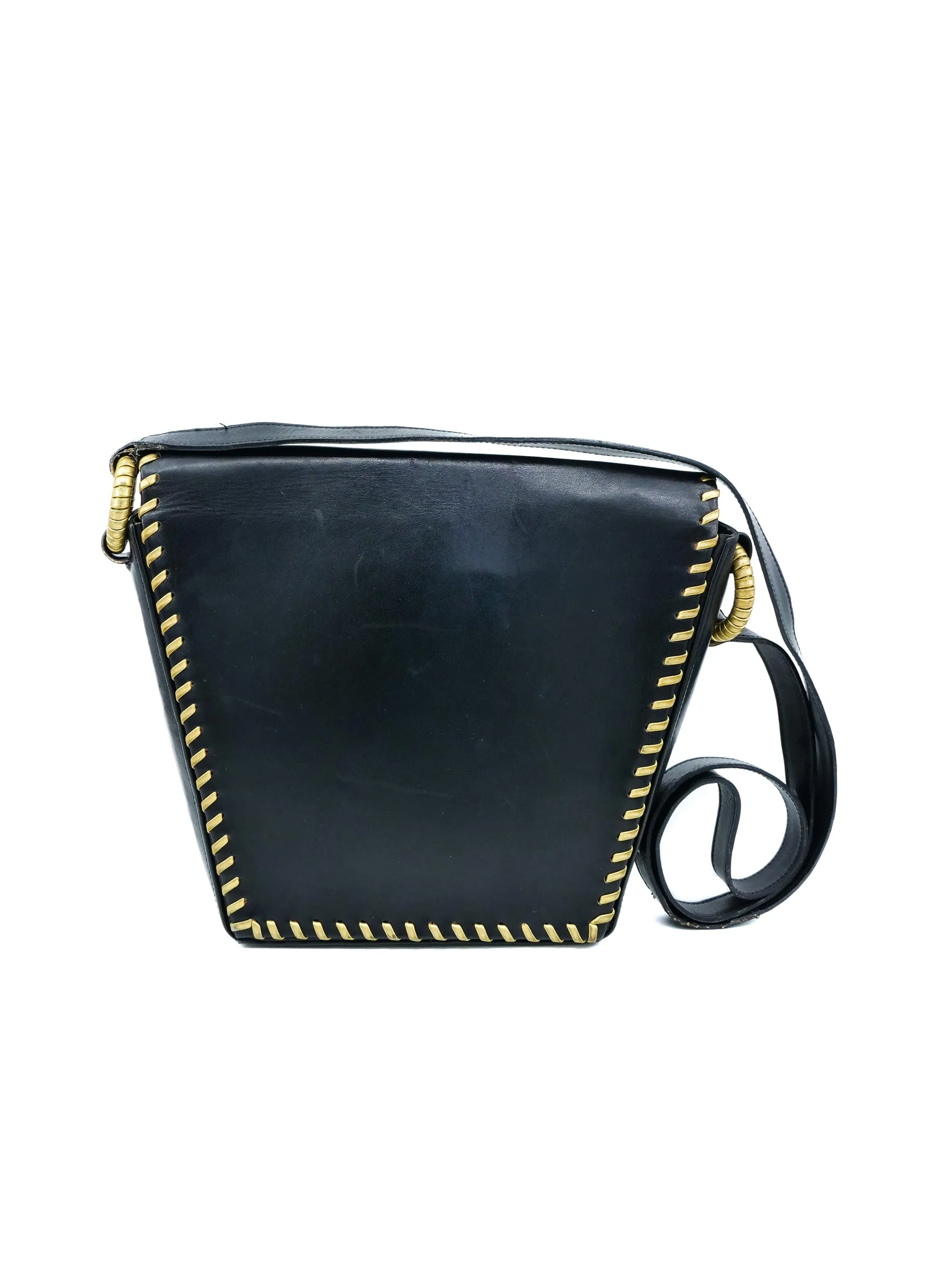 Paloma Picasso Metallic Whipstitch Leather Bag