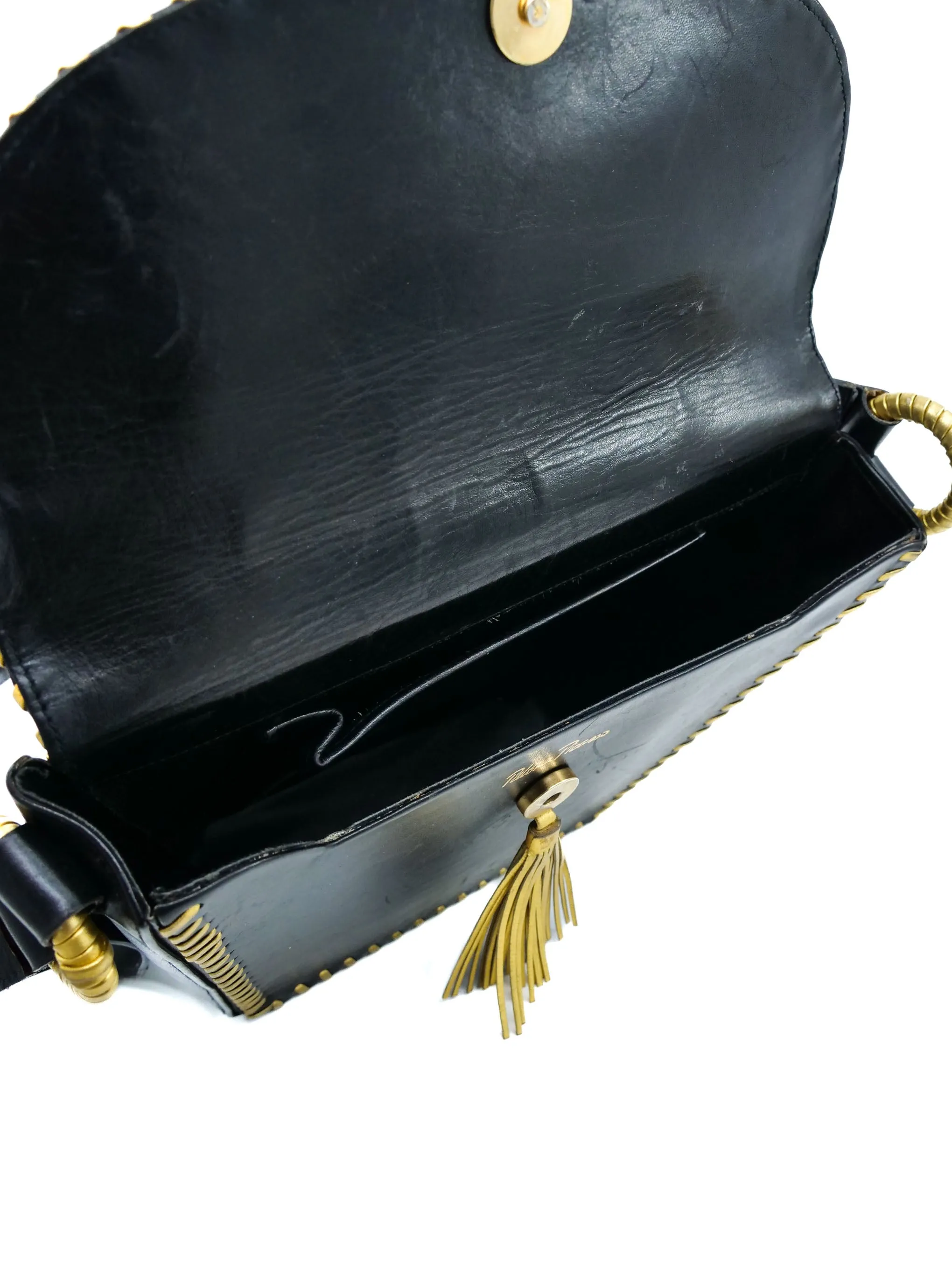 Paloma Picasso Metallic Whipstitch Leather Bag