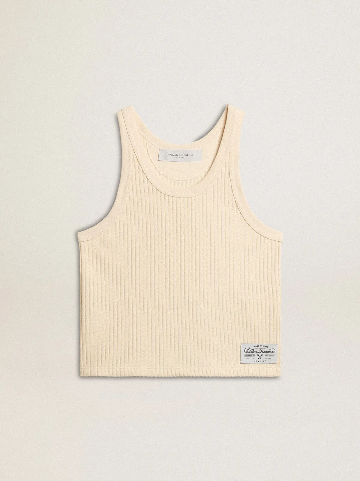 Parchment-colored sleeveless top