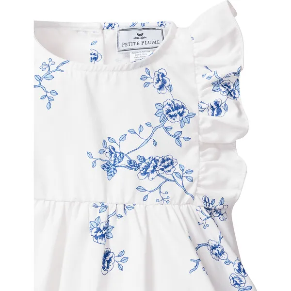 Petite Plume Ruffled Romper, Indigo Floral