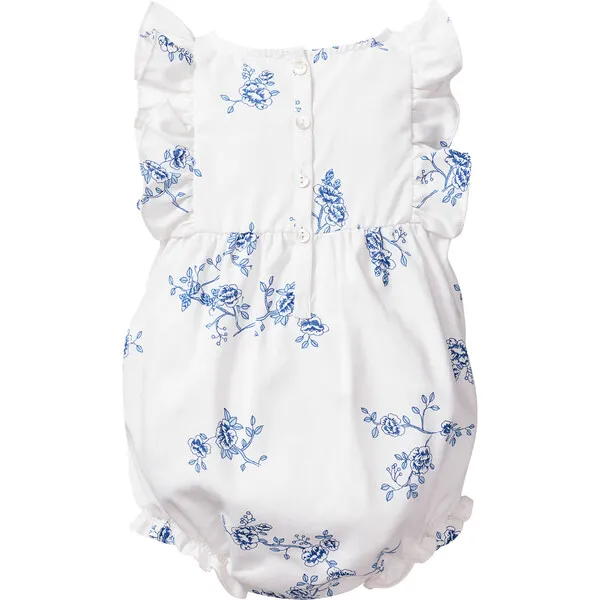 Petite Plume Ruffled Romper, Indigo Floral