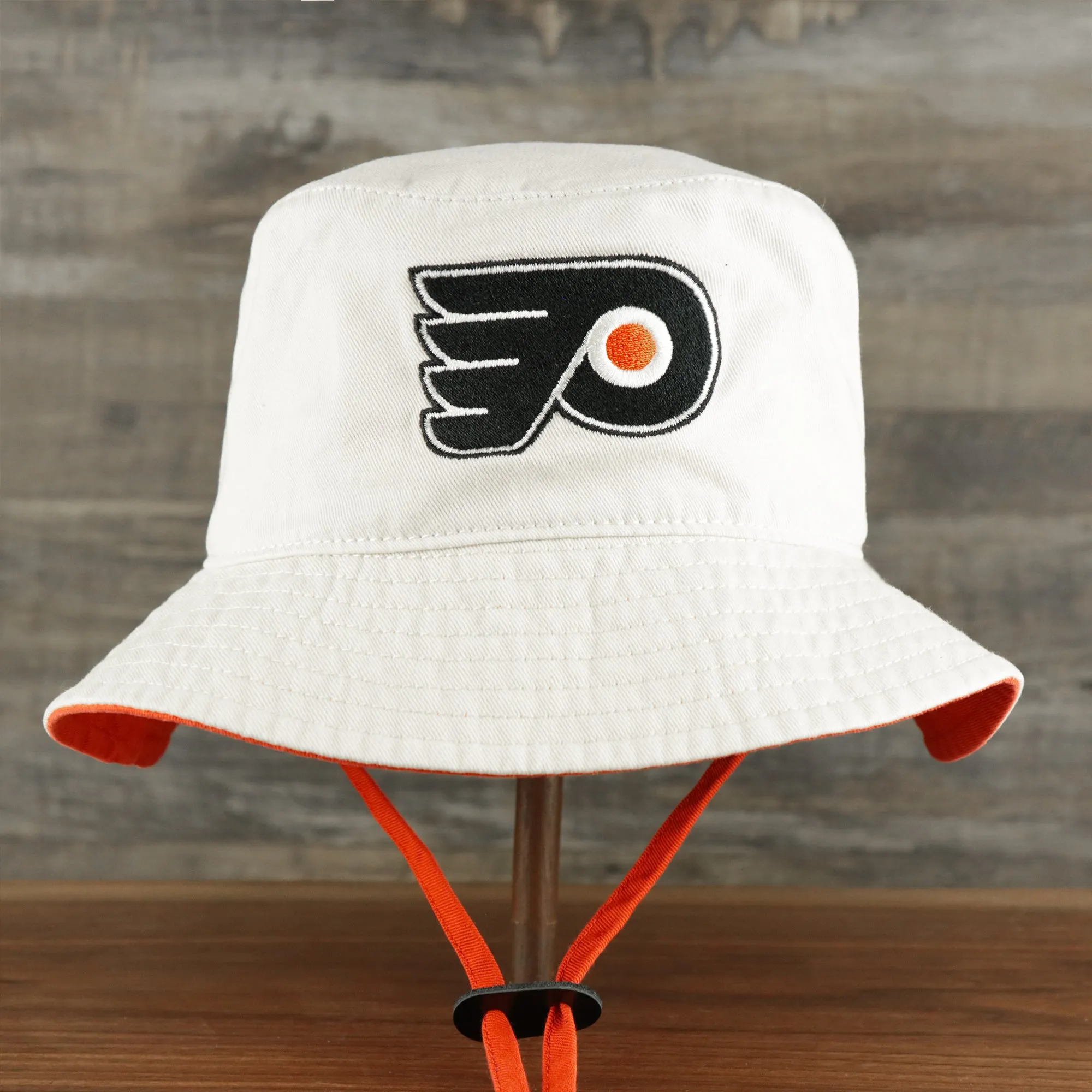 Philadelphia Flyers Logo Orange Undervisor Bucket Hat | Natural Bucket Hat