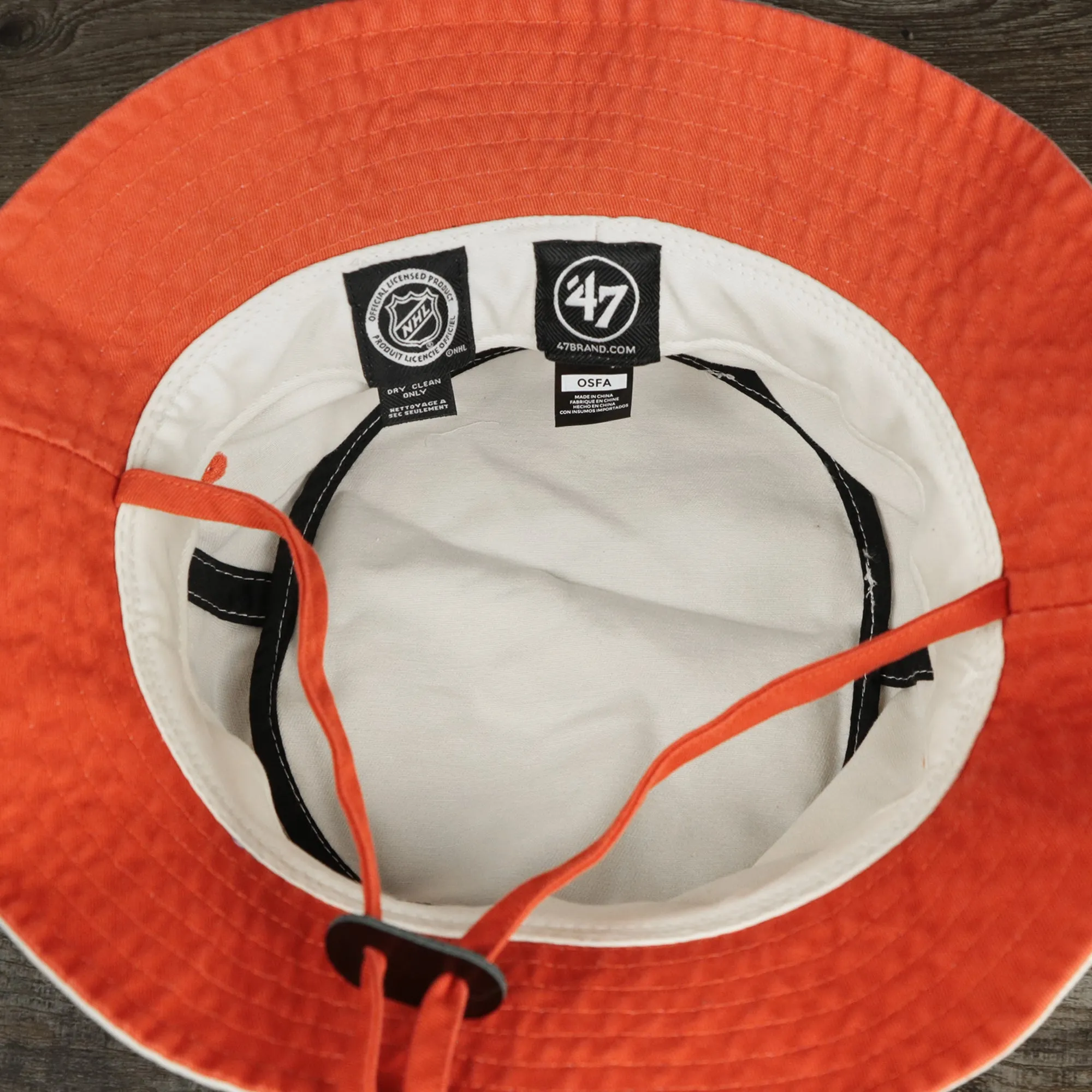 Philadelphia Flyers Logo Orange Undervisor Bucket Hat | Natural Bucket Hat