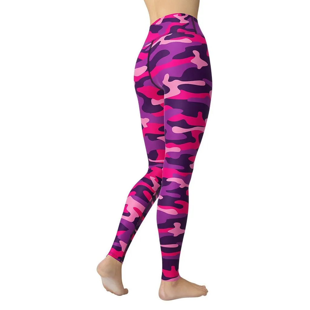 Pink & Purple Camo Yoga Leggings