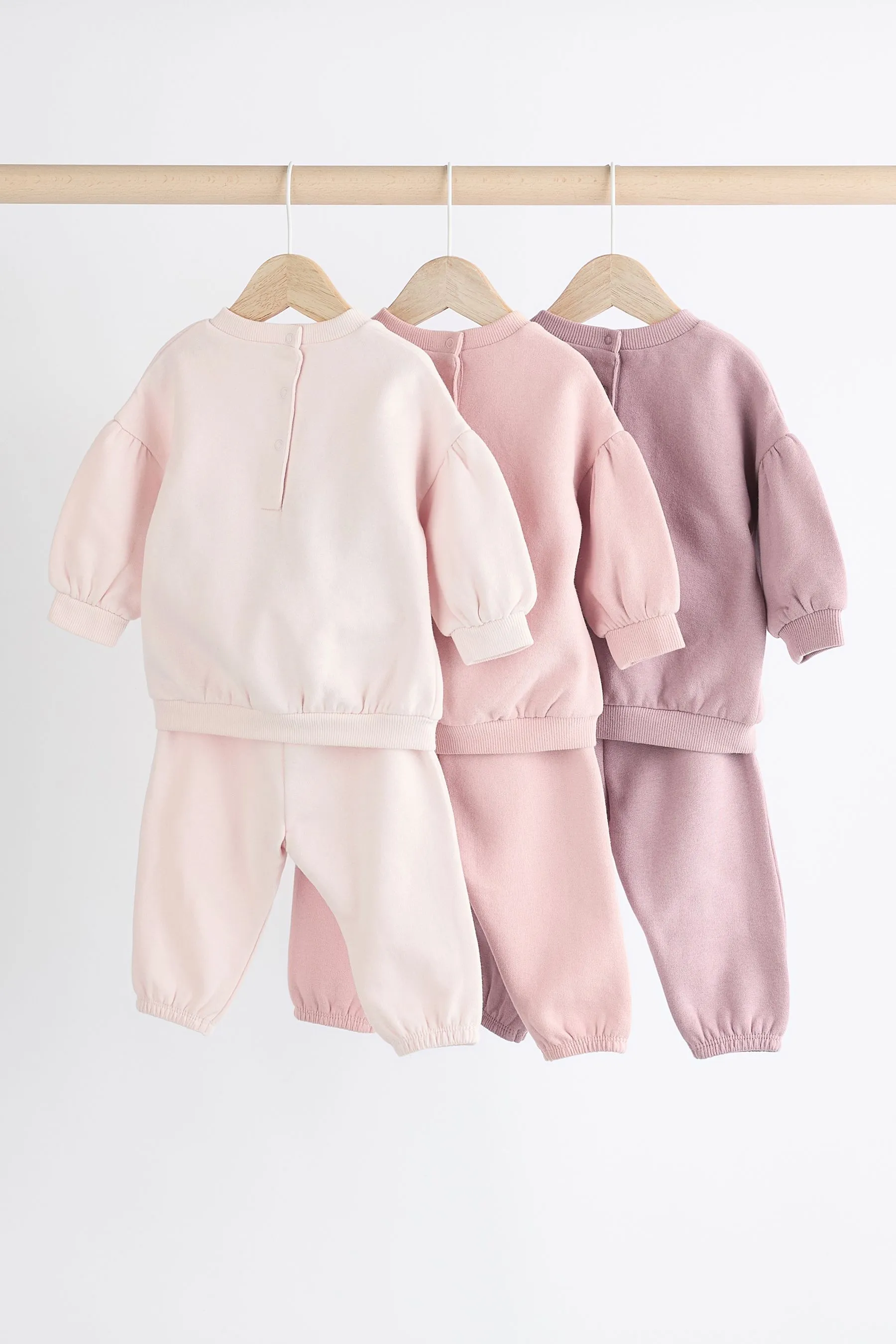 Pink/Cream Baby Sweatshirt & Joggers Set 6 Pack