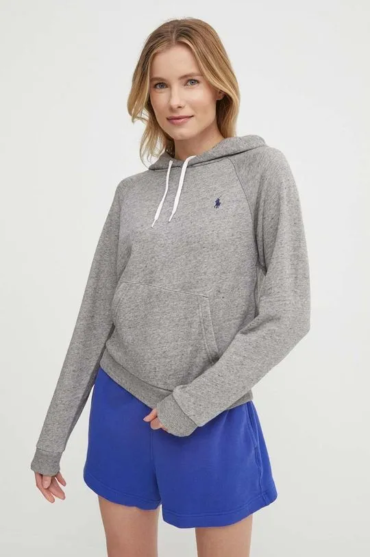 Polo Ralph Lauren cotton sweatshirt women's gray color hooded 211935583