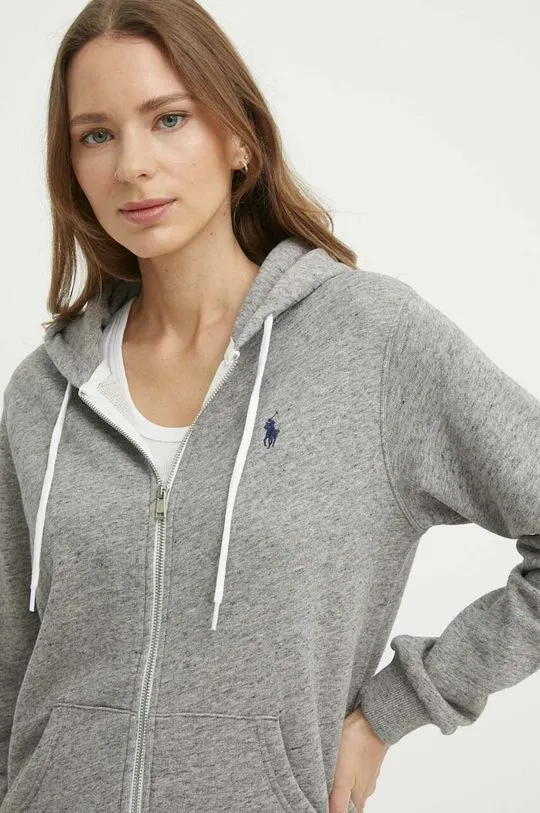 Polo Ralph Lauren cotton sweatshirt women's gray color hooded 211935584