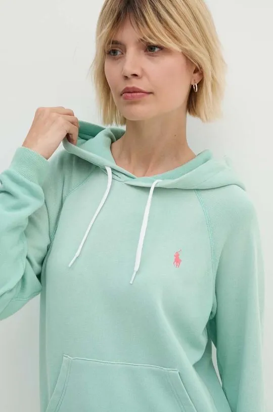 Polo Ralph Lauren cotton sweatshirt women's green color hooded 211935583