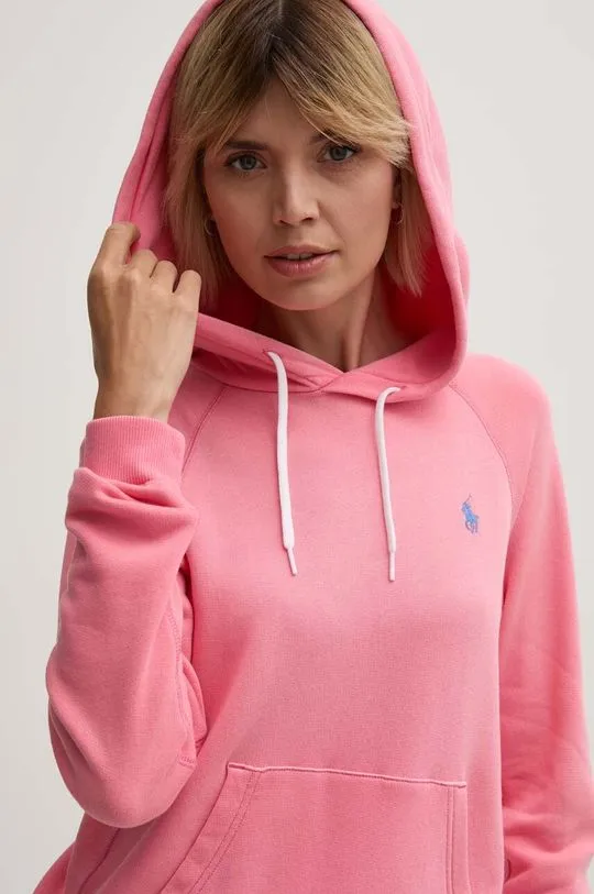 Polo Ralph Lauren cotton sweatshirt women's pink color hooded 211935583