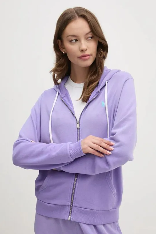 Polo Ralph Lauren cotton sweatshirt women's violet color hooded 211935584