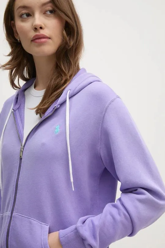 Polo Ralph Lauren cotton sweatshirt women's violet color hooded 211935584