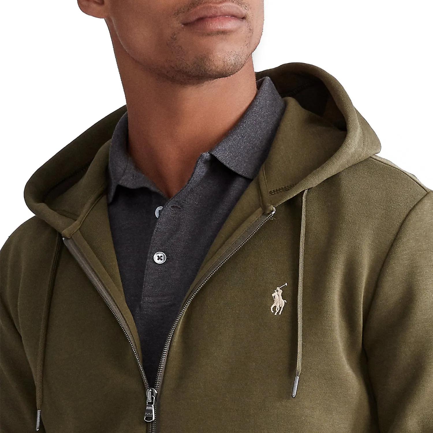 Polo Ralph Lauren Full-Zip Hoodie Olive Green | Menswear Online