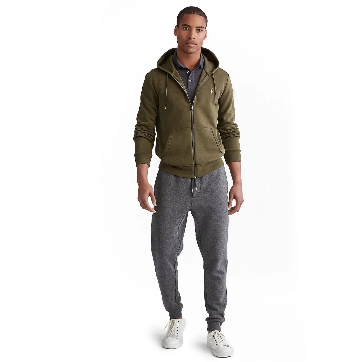 Polo Ralph Lauren Full-Zip Hoodie Olive Green | Menswear Online