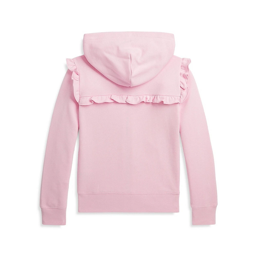 Polo Ralph Lauren Girl's Ruffled Terry Full-Zip Hoodie