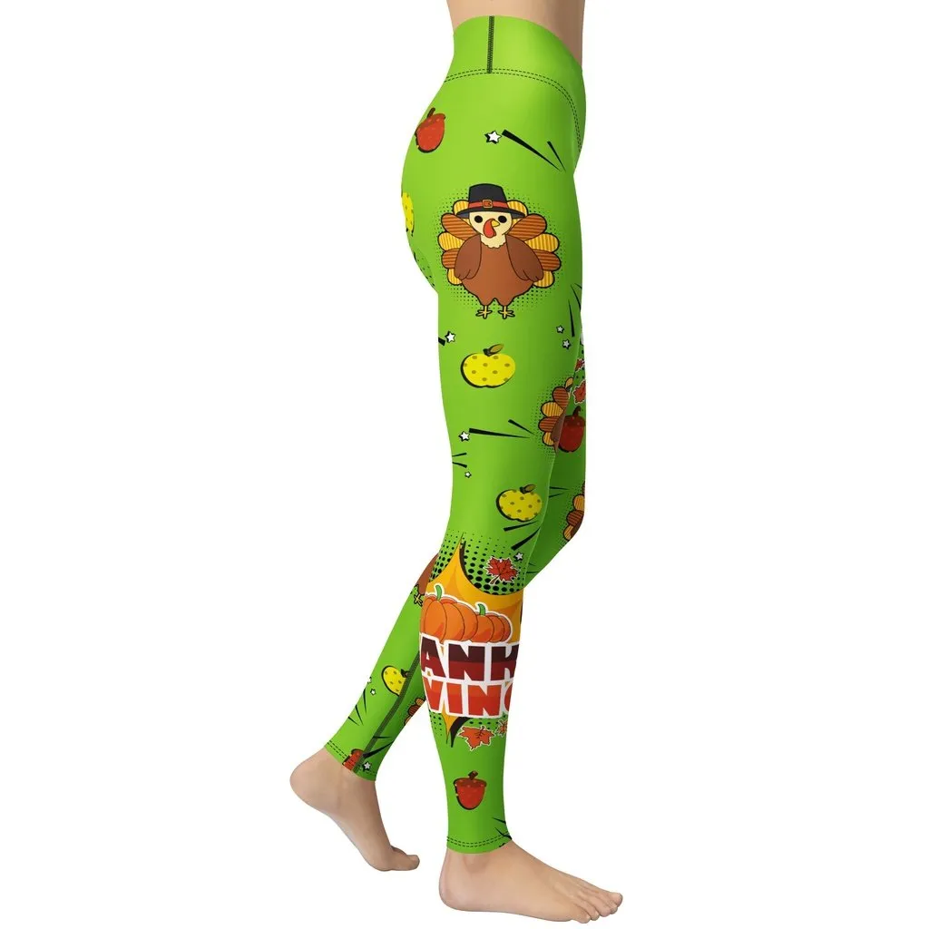 Pop Art Thanksgiving Yoga Leggings