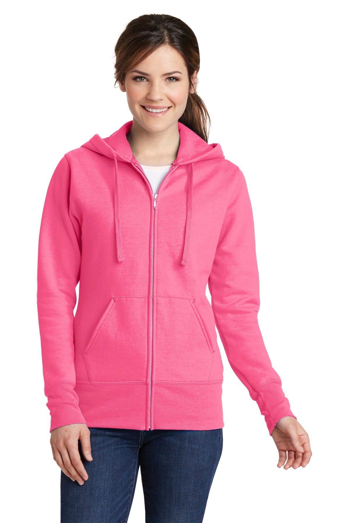 Port & Company LPC78ZH Ladies Core Fleece Full-Zip Hooded Sweatshirt SKU: LPC78ZH