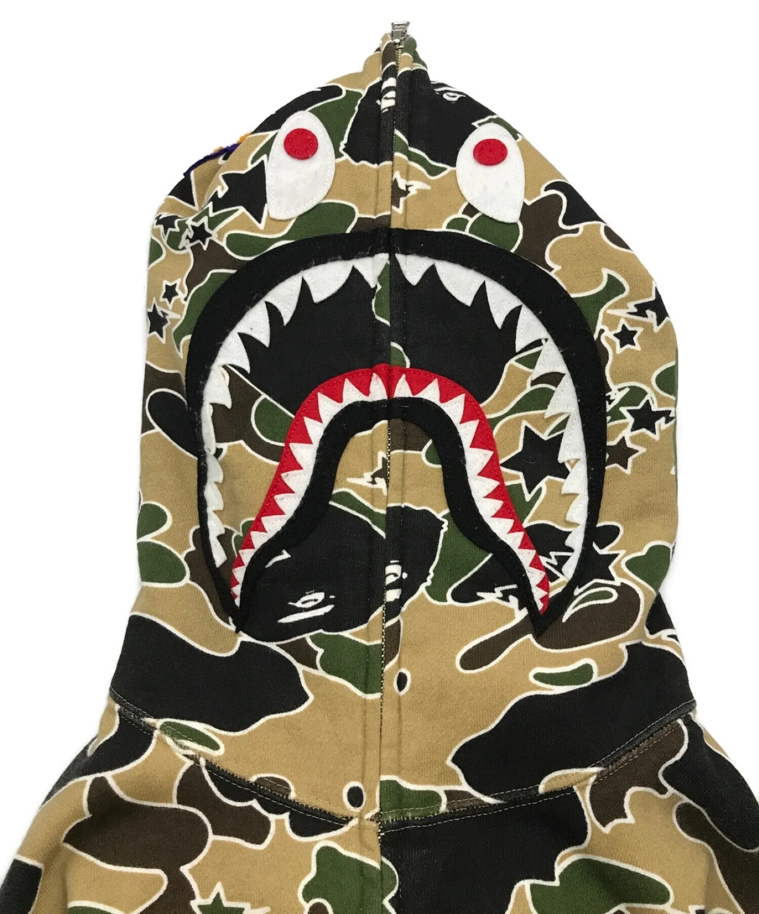 [Pre-owned] A BATHING APE Camo Zip-up Shark Hoodie 001zph801004m