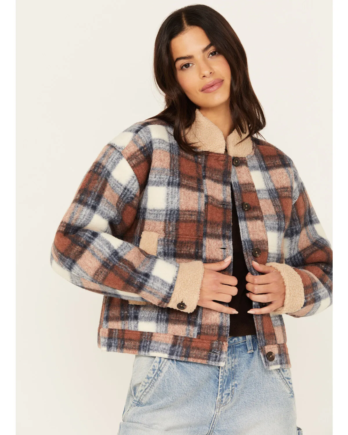 Product Name:  Cleo + Wolf Women's Cropped Plaid Print Jacket