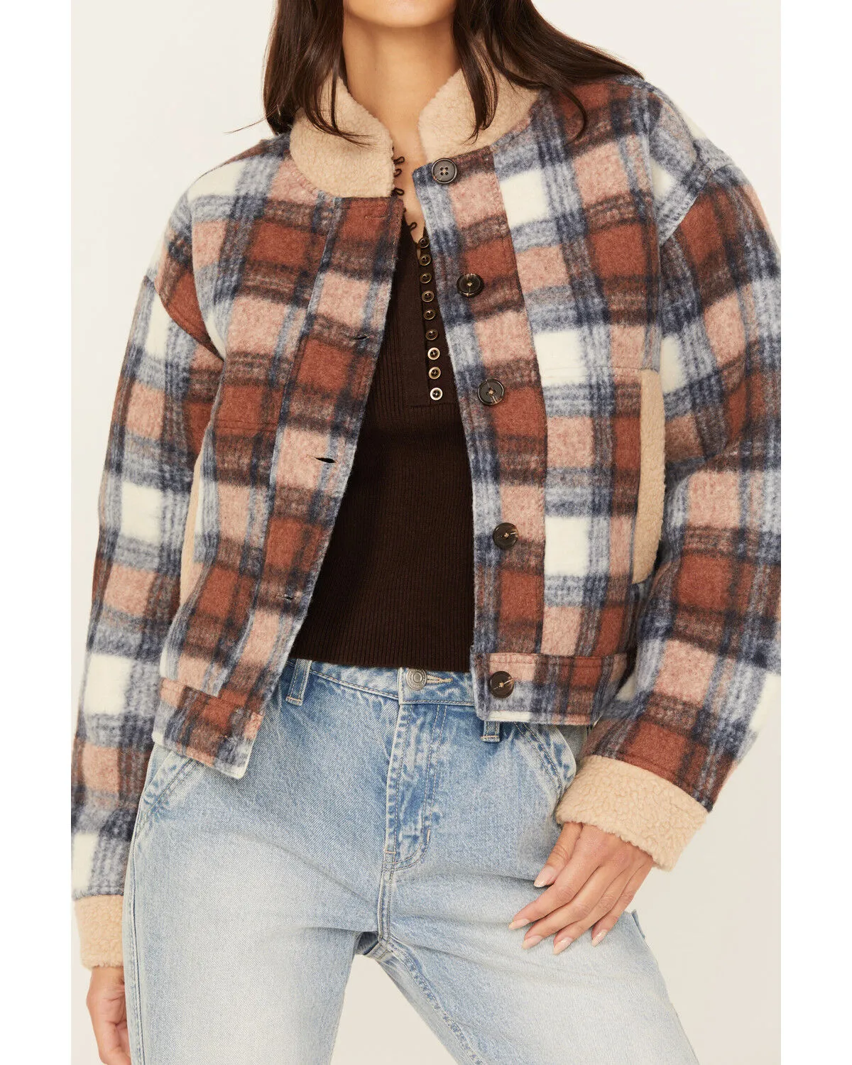 Product Name:  Cleo + Wolf Women's Cropped Plaid Print Jacket