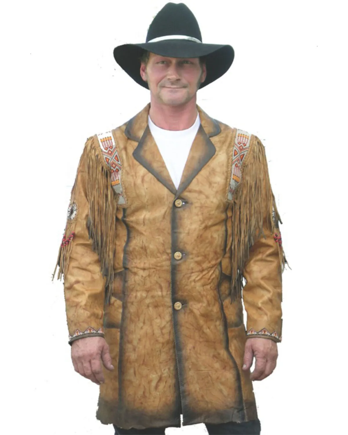 Product Name:  Kobler Leather Men's Fargo Beaded Long Jacket