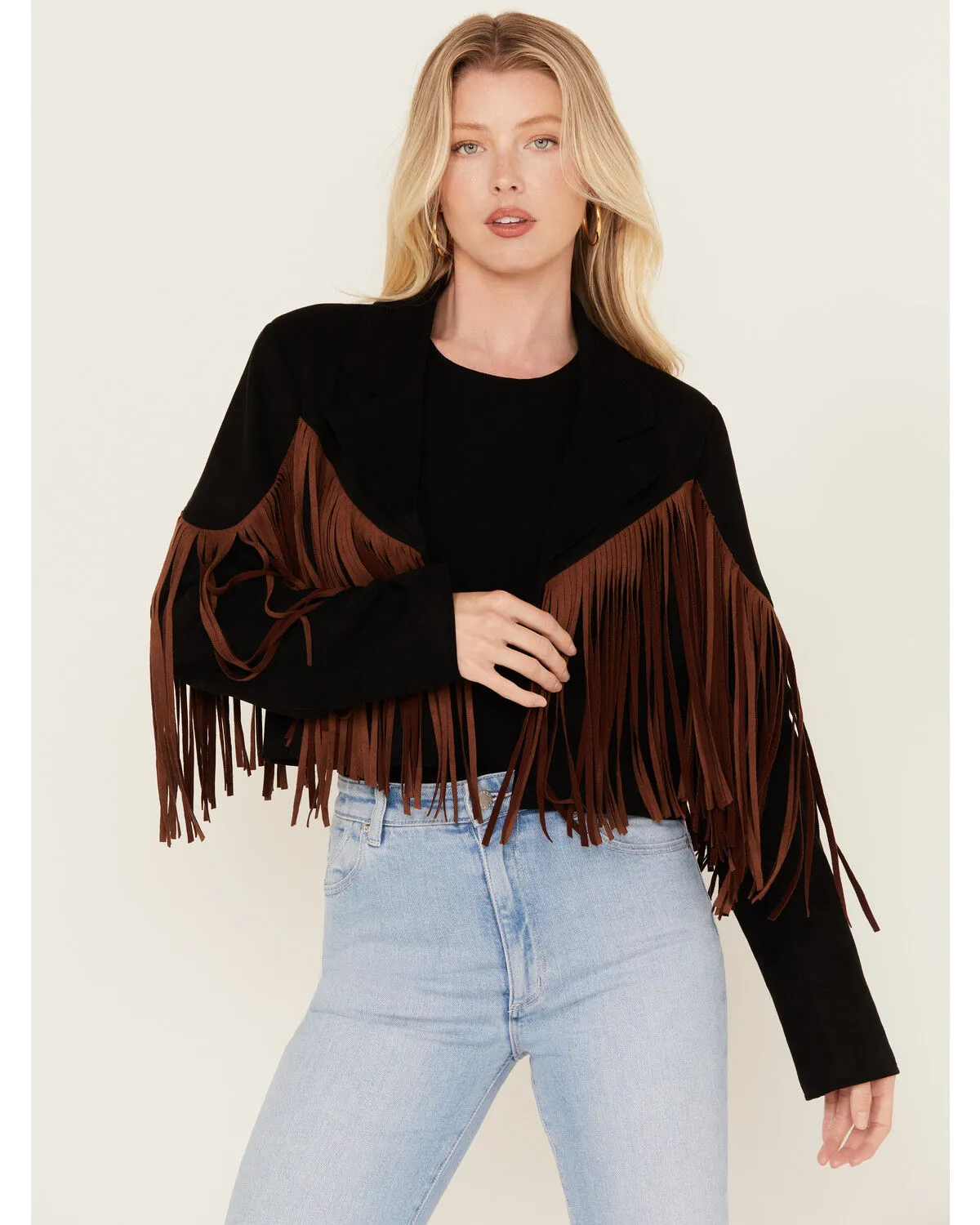 Product Name:  Saints & Hearts Girls' Faux Suede Cropped Fringe Jacket