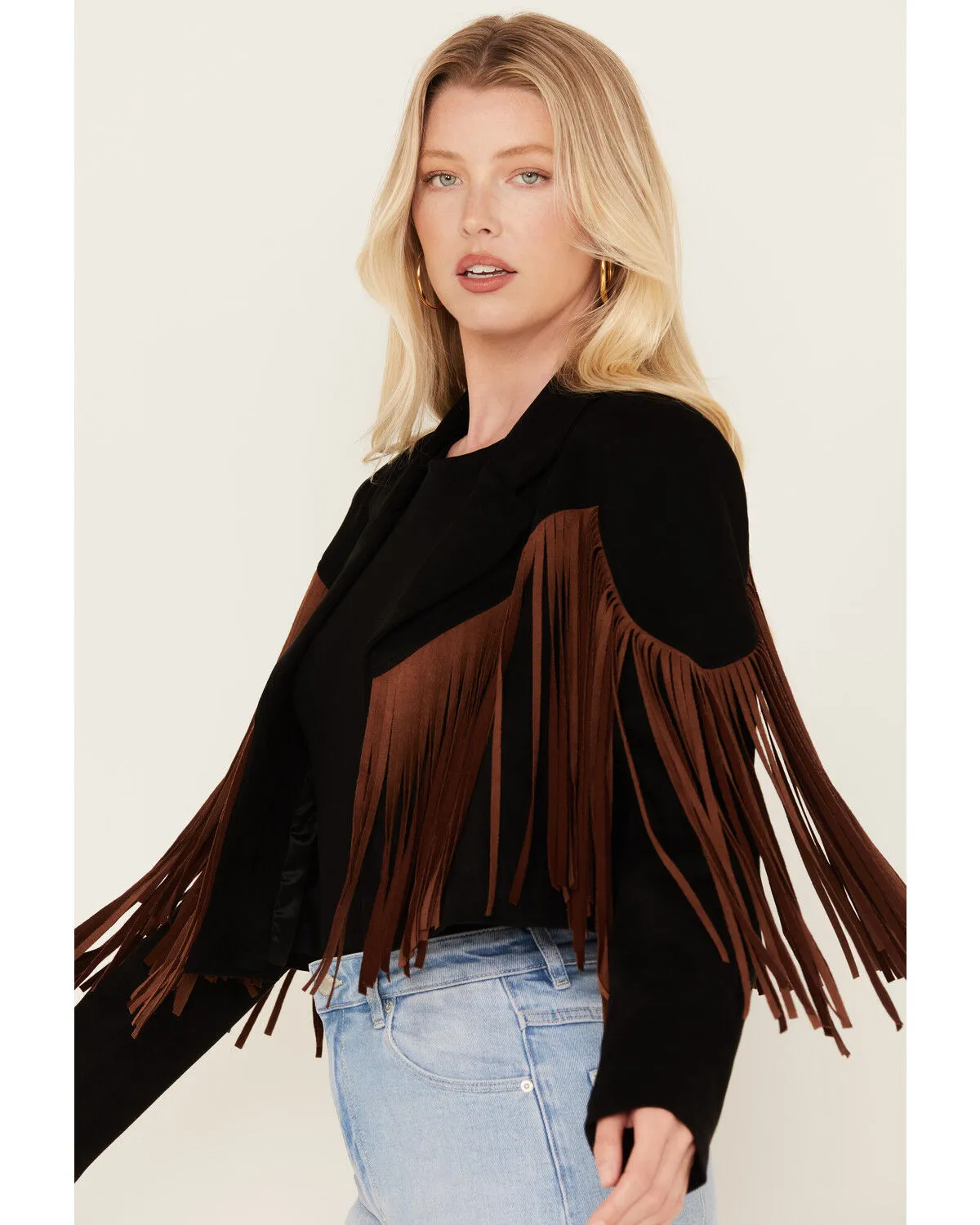 Product Name:  Saints & Hearts Girls' Faux Suede Cropped Fringe Jacket