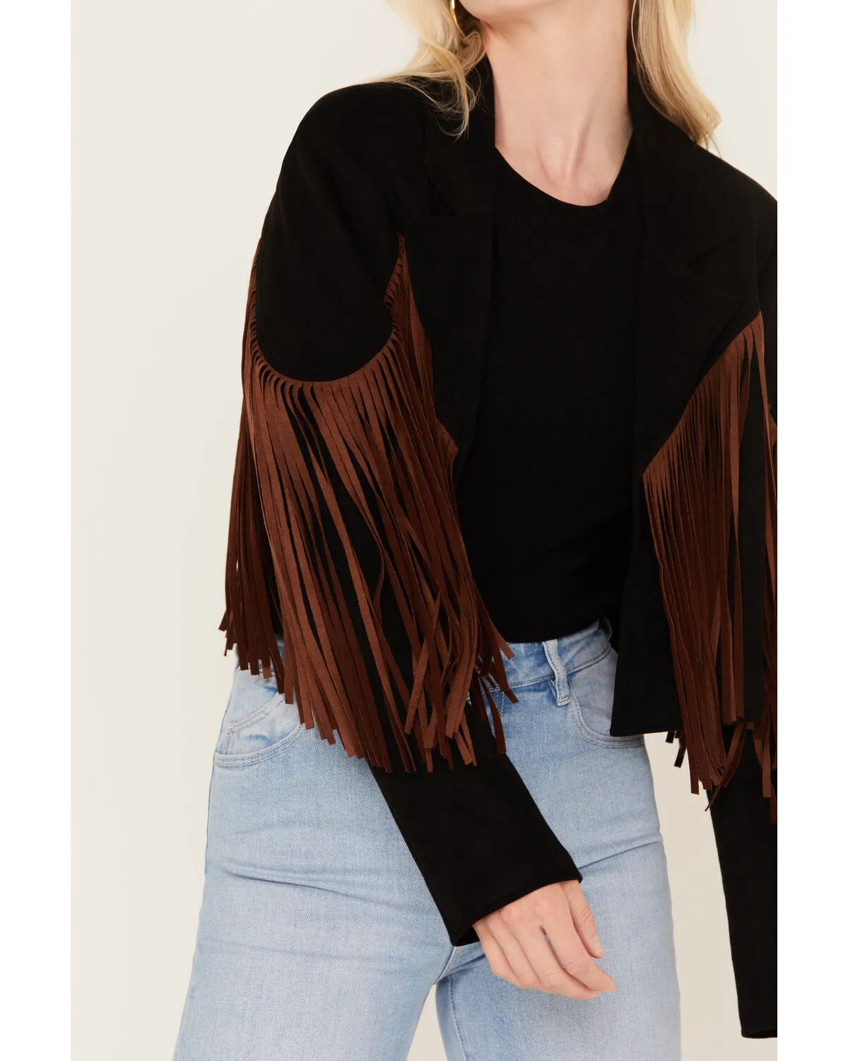 Product Name:  Saints & Hearts Girls' Faux Suede Cropped Fringe Jacket