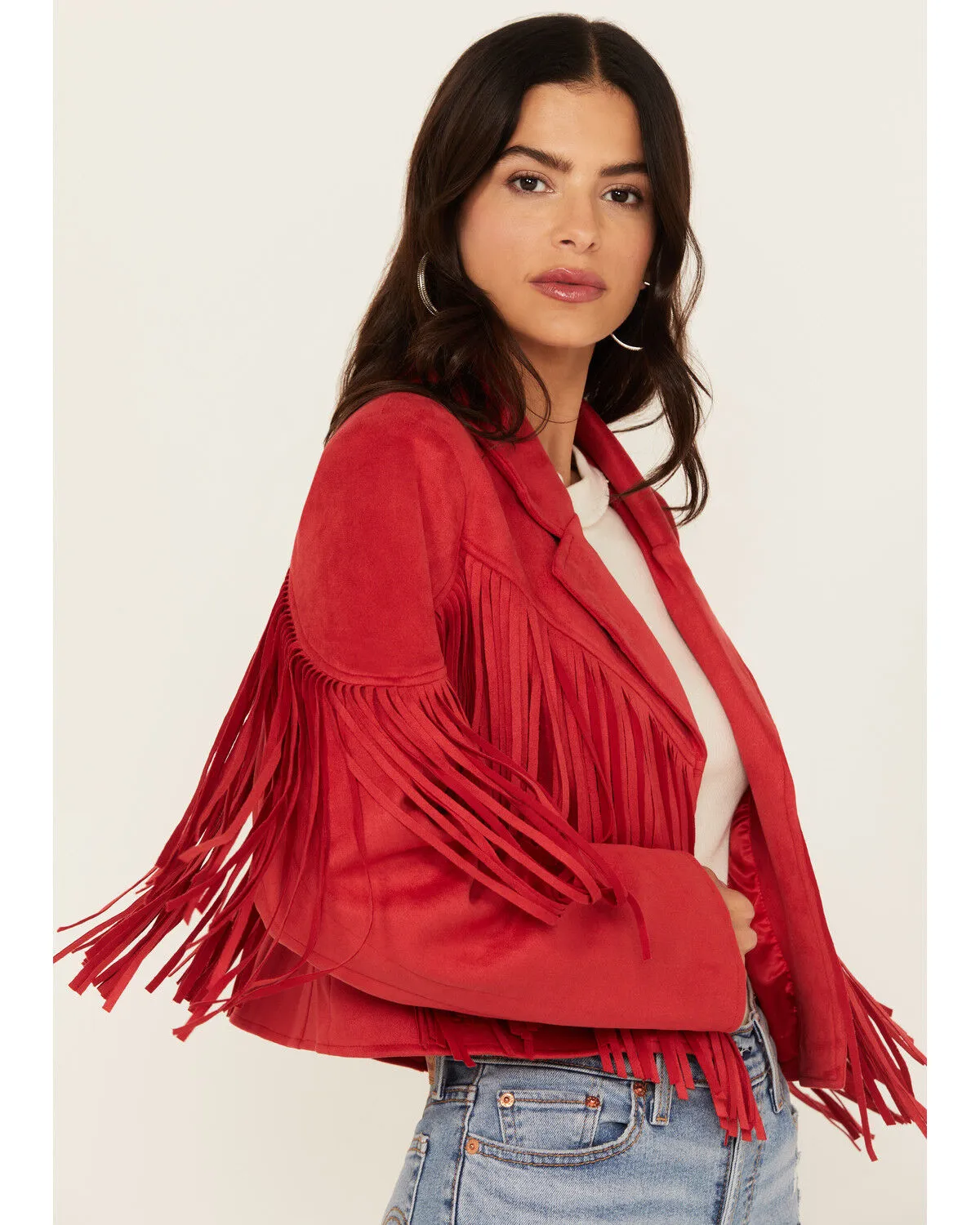 Product Name:  Saints & Hearts Women's Faux Suede Cropped Fringe Jacket