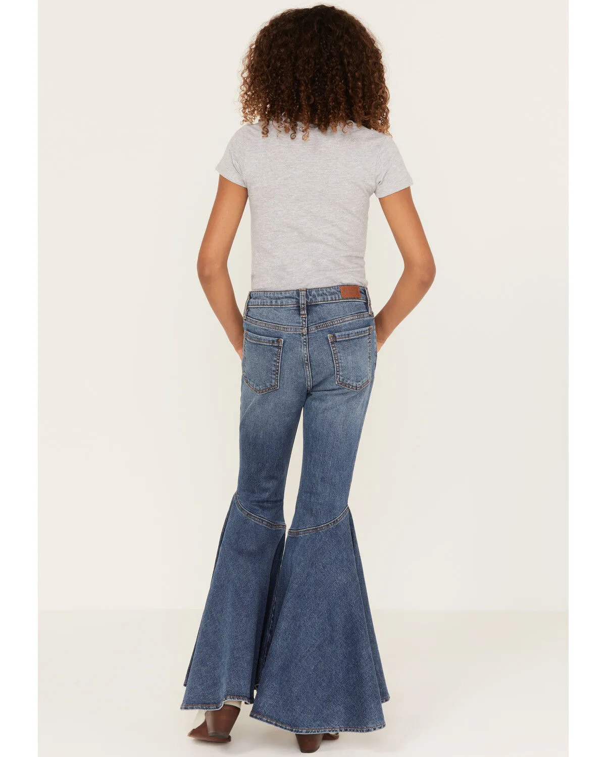 Product Name:  Shyanne Girls' Medium Wash Ruffle Trumpet Flare Jeans