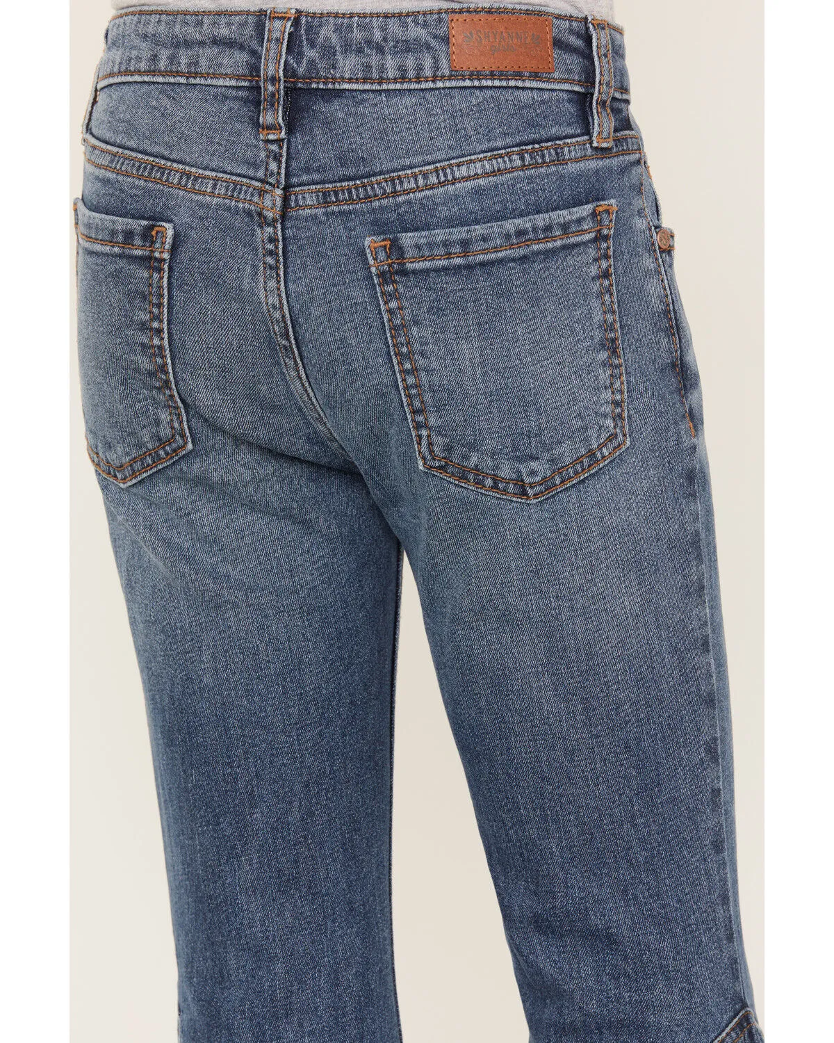 Product Name:  Shyanne Girls' Medium Wash Ruffle Trumpet Flare Jeans