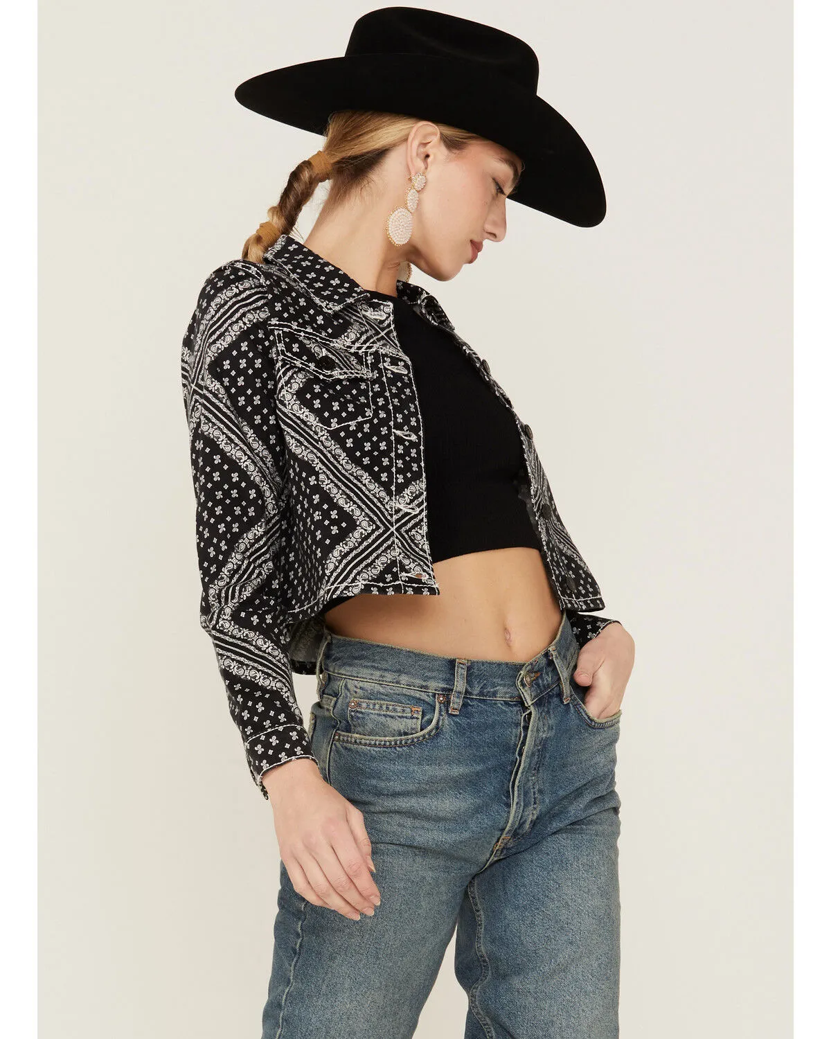 Product Name:  Shyanne Women's Bandana Print Relaxed Cropped Jacket