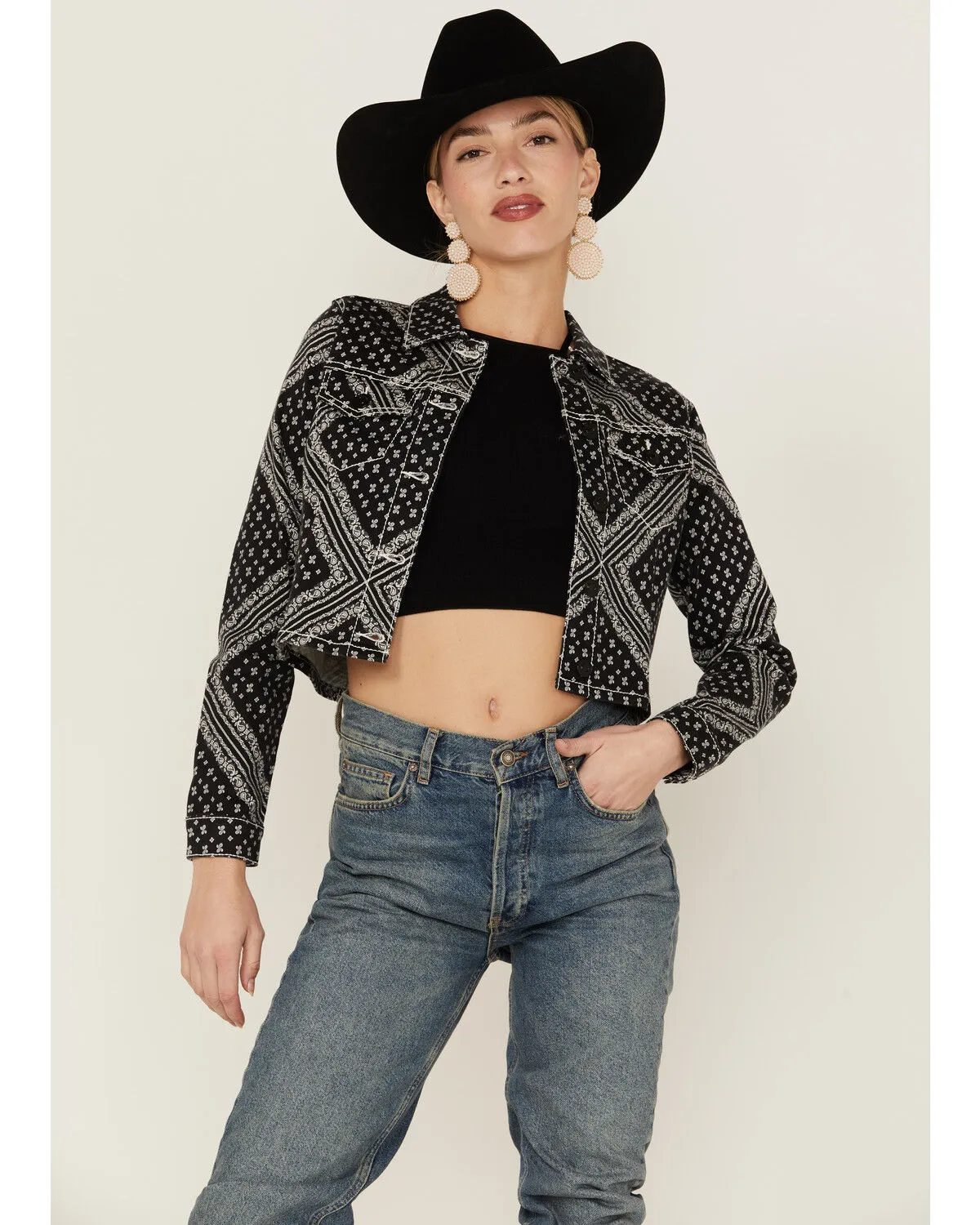 Product Name:  Shyanne Women's Bandana Print Relaxed Cropped Jacket