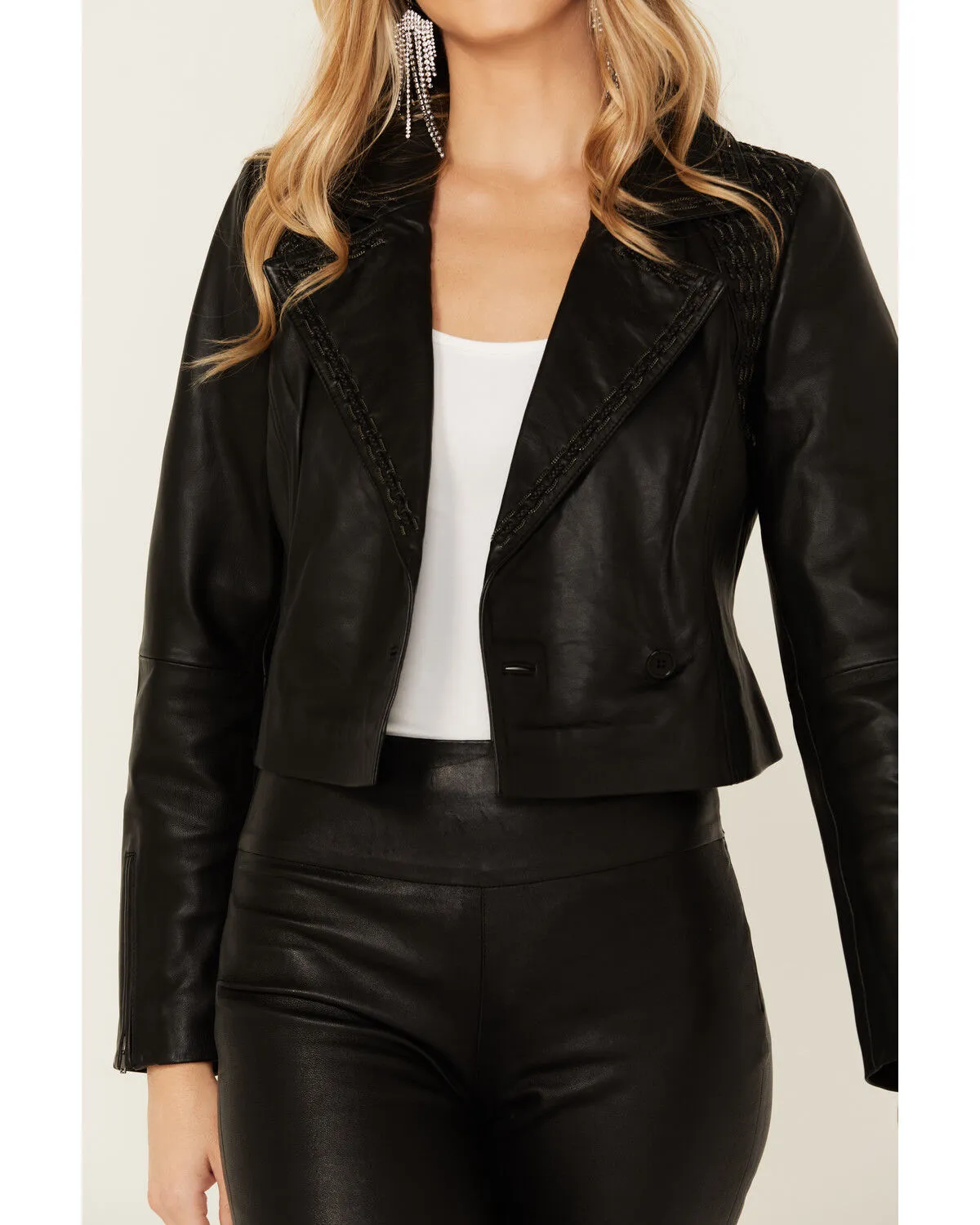 Product Name:  Wonderwest Women's Chain and Braid Cropped Leather Jacket