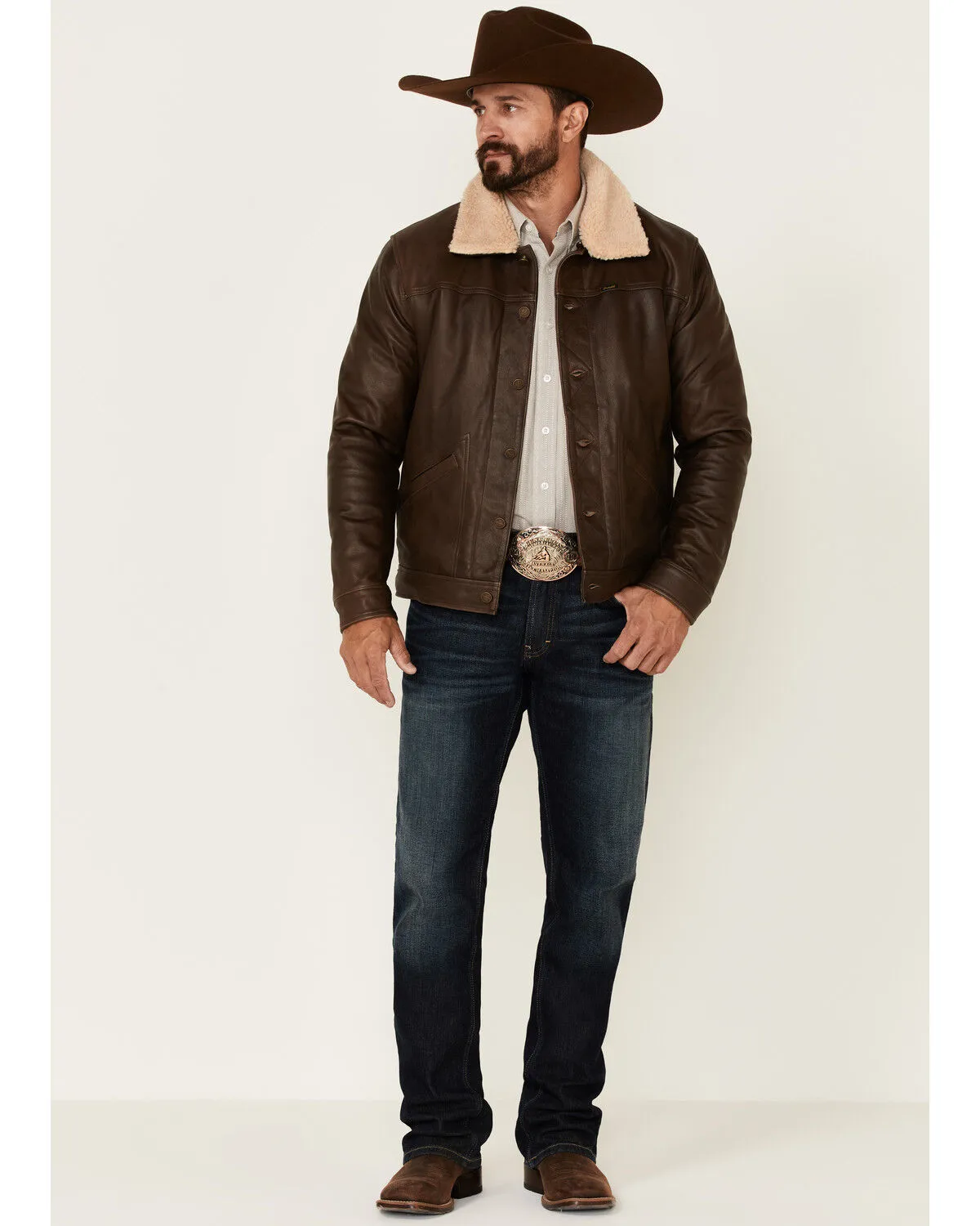 Product Name:  Wrangler Men's Vintage Sherpa Lined Leather Jacket