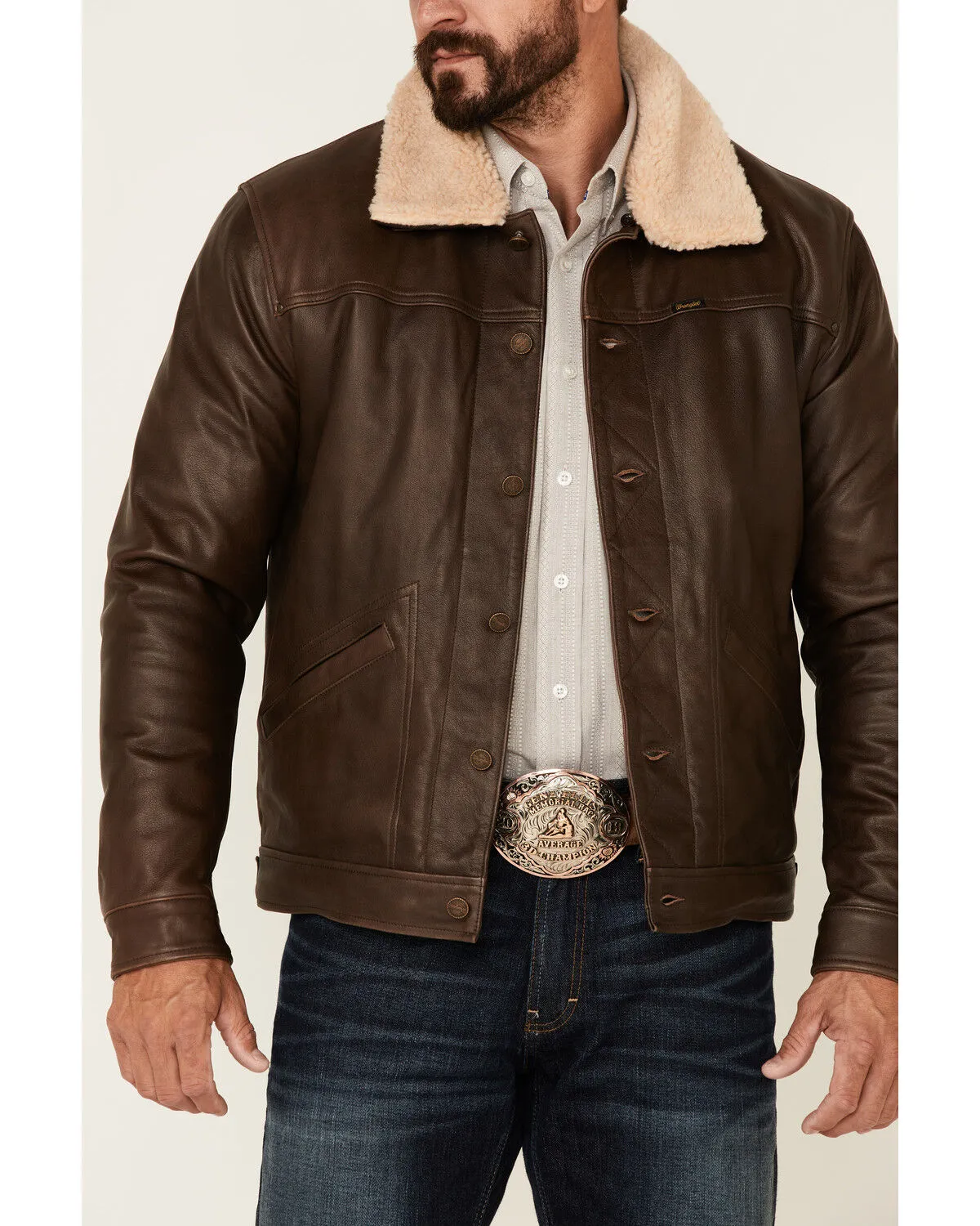 Product Name:  Wrangler Men's Vintage Sherpa Lined Leather Jacket