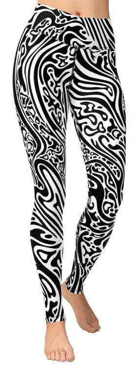 Psychedelic Black & White Yoga Leggings