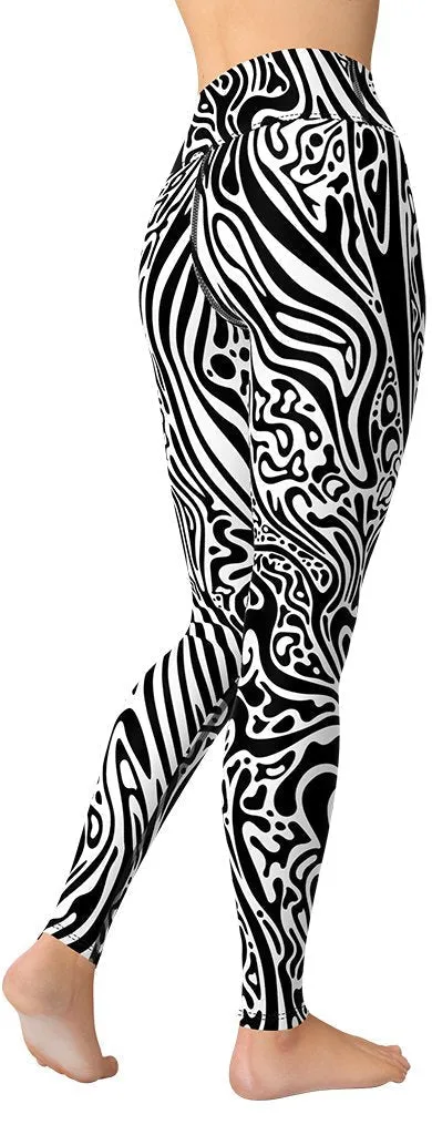 Psychedelic Black & White Yoga Leggings