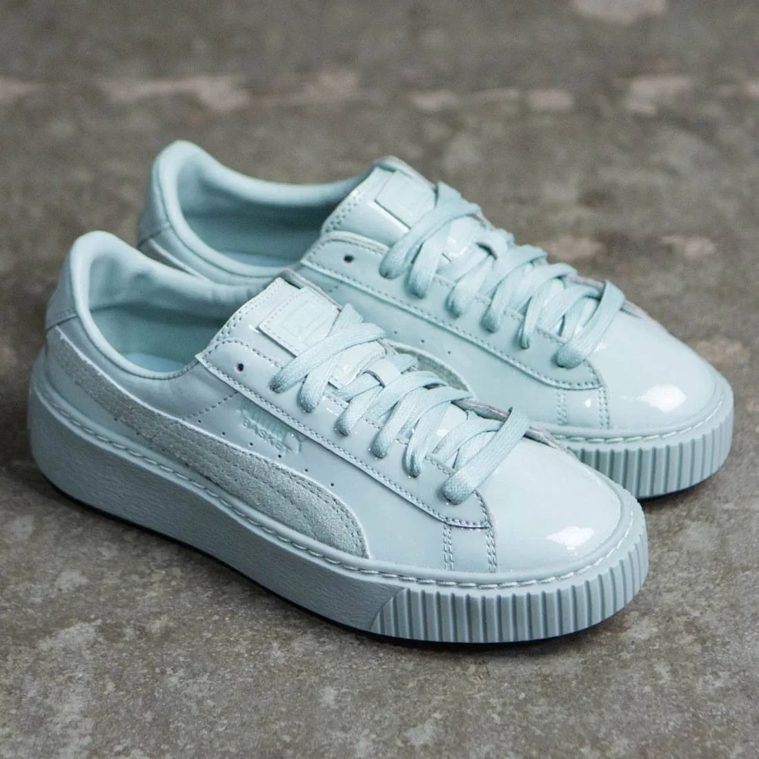 Puma Women Basket Platform - Patent Leather (blue / blue surf)