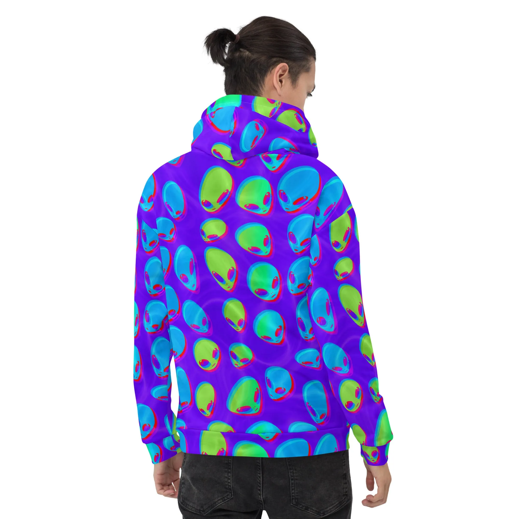 Purple Alien Vapor Glitch Pullover Hoodie