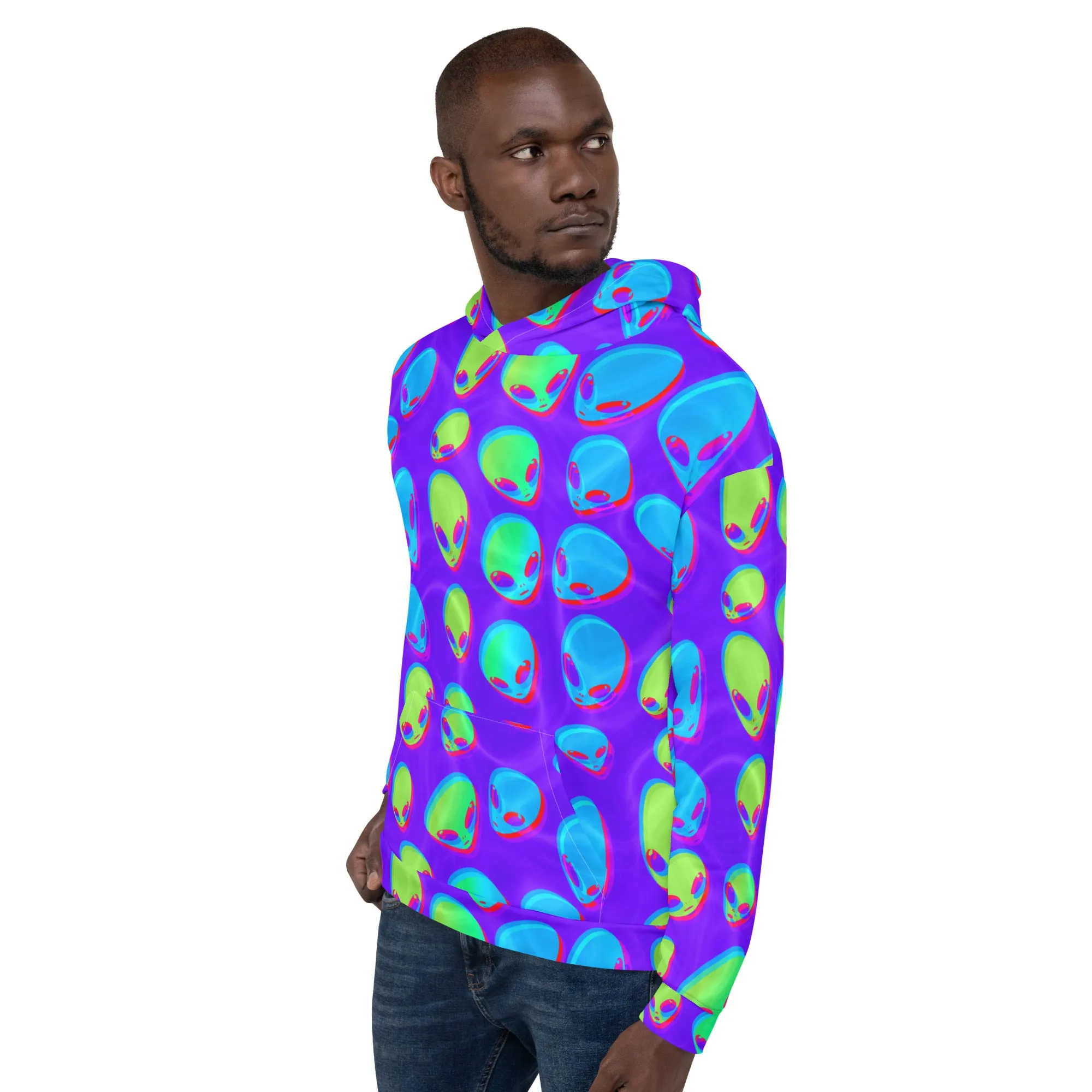 Purple Alien Vapor Glitch Pullover Hoodie